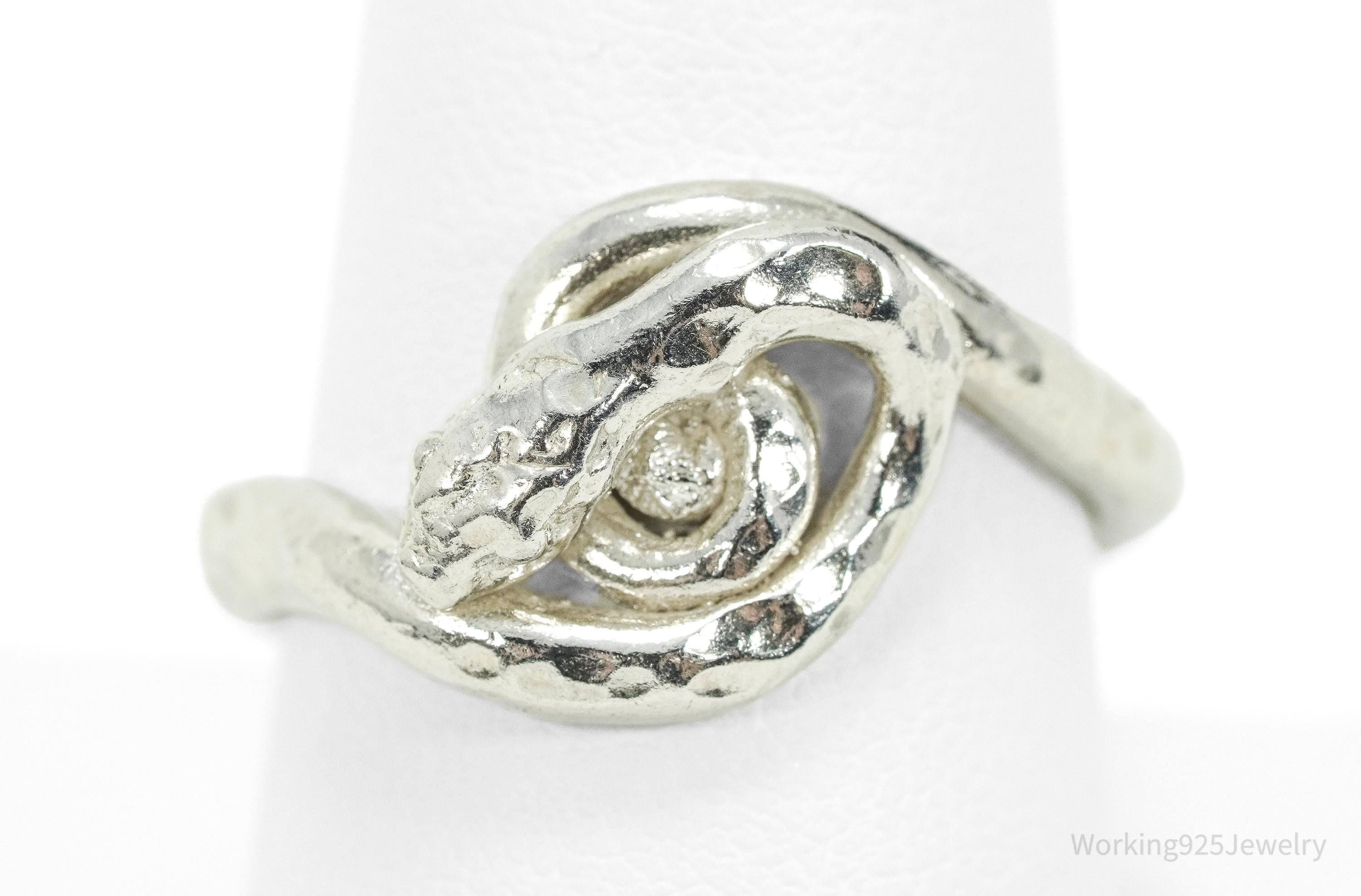 Vintage Handmade Wrapped Snake Sterling Silver Ring - Size 9.5