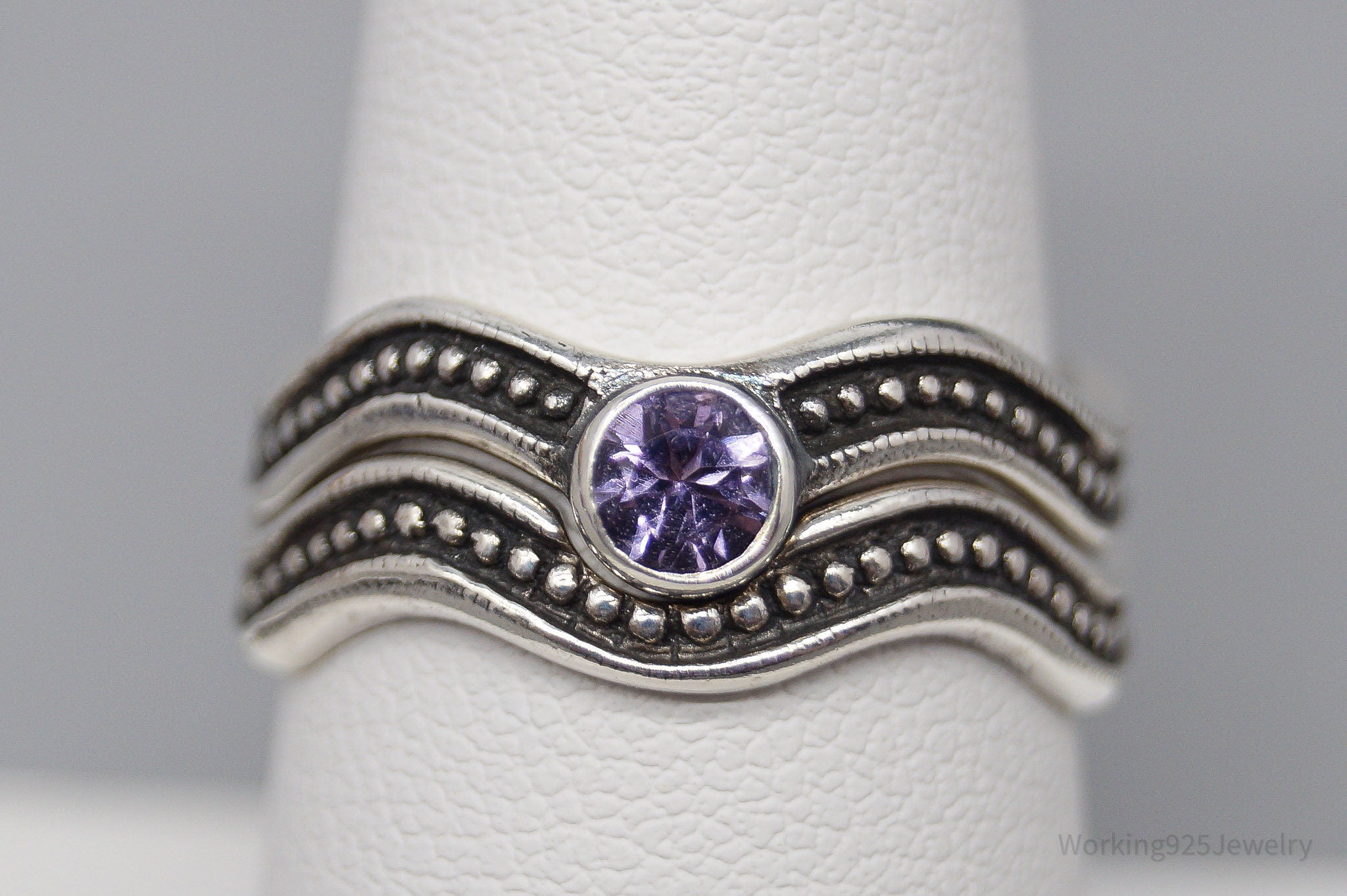 Vintage Boma Amethyst Sterling Silver Stacker Ring Set - Size 7.75