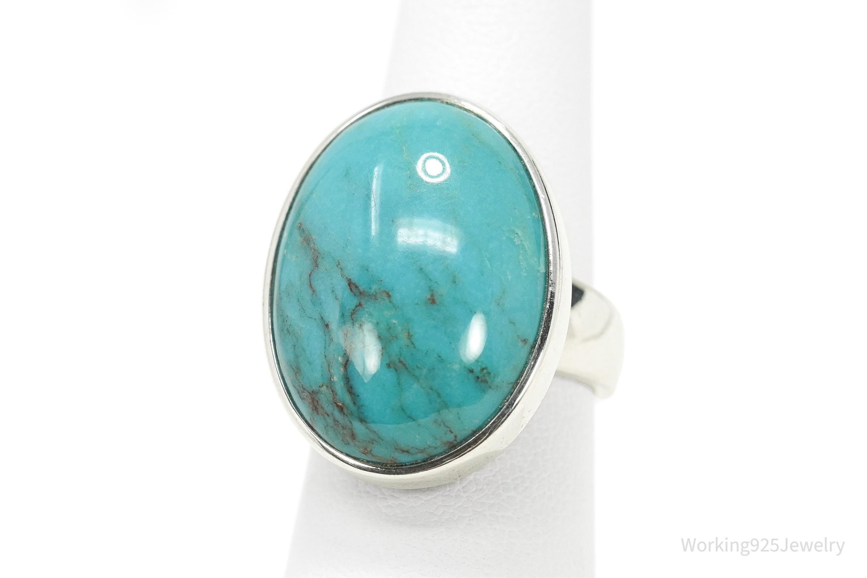 Vintage Whitney Kelly WK Sterling Silver Ring • Large Turquoise Size 6.75