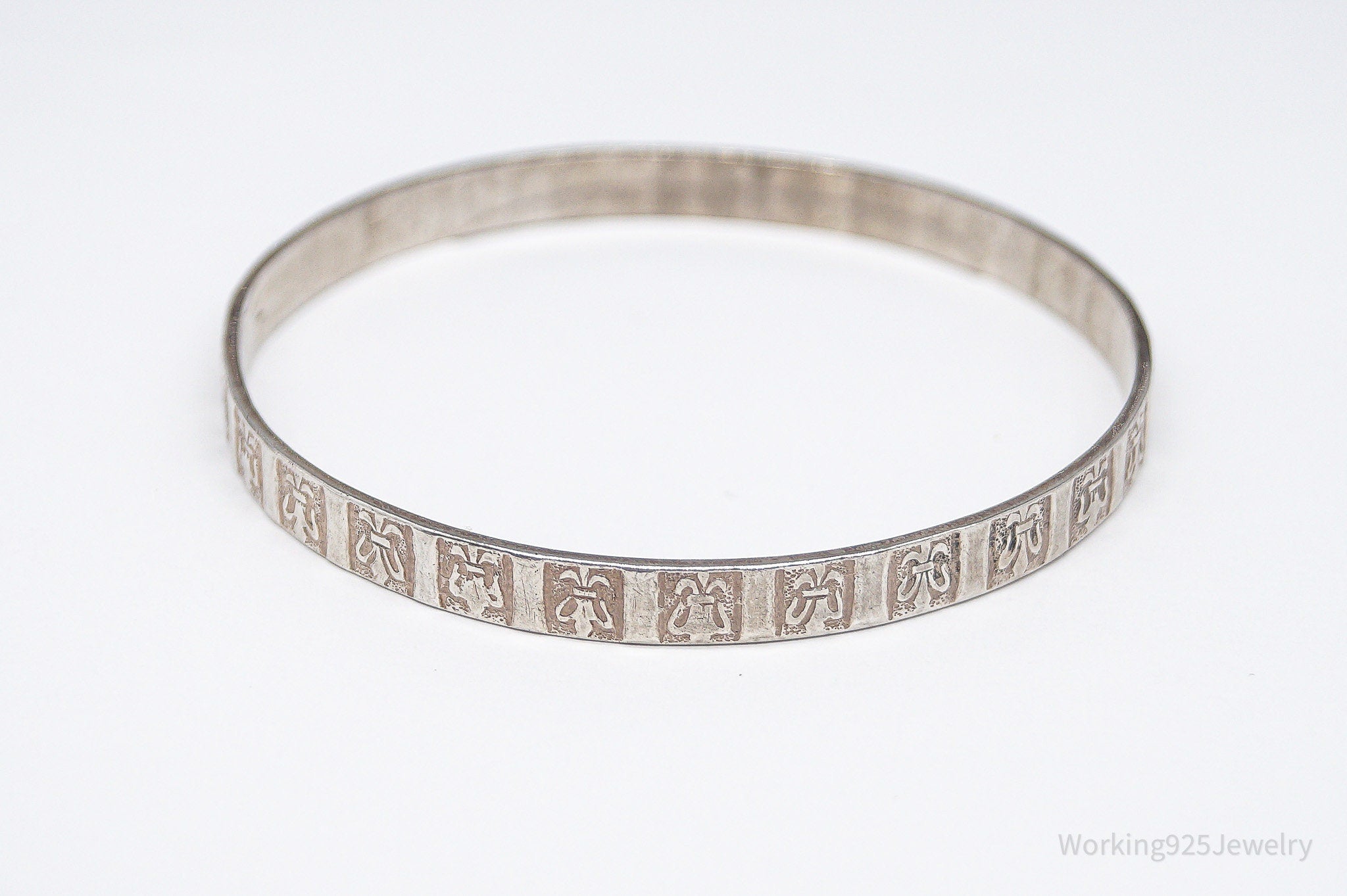 Antique Designer Danecraft Fleur-De-Lis Pattern Sterling Silver Bracelet 8"