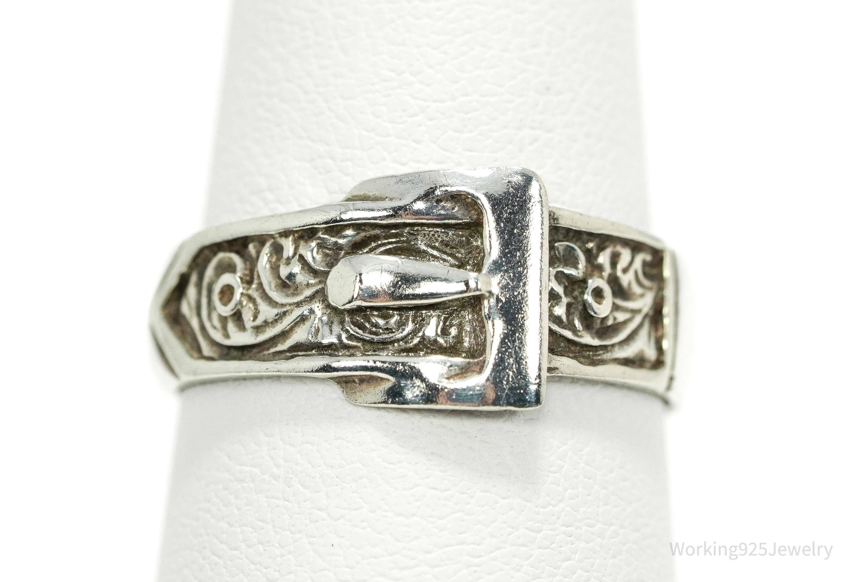 Vintage Belt Buckle Silver Ring Size 8.75