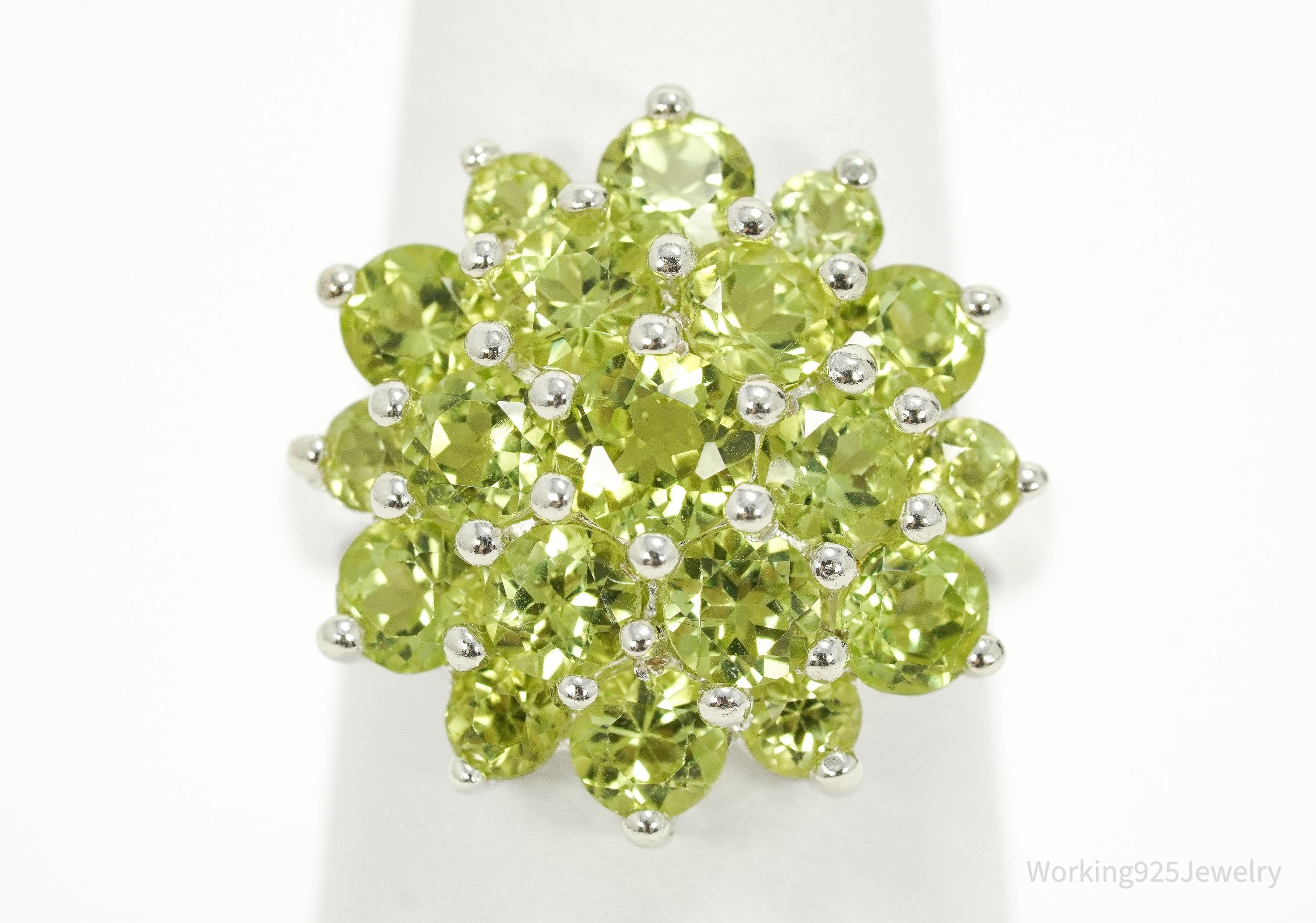 Vintage Green Peridot Sterling Silver Ring - Size 7