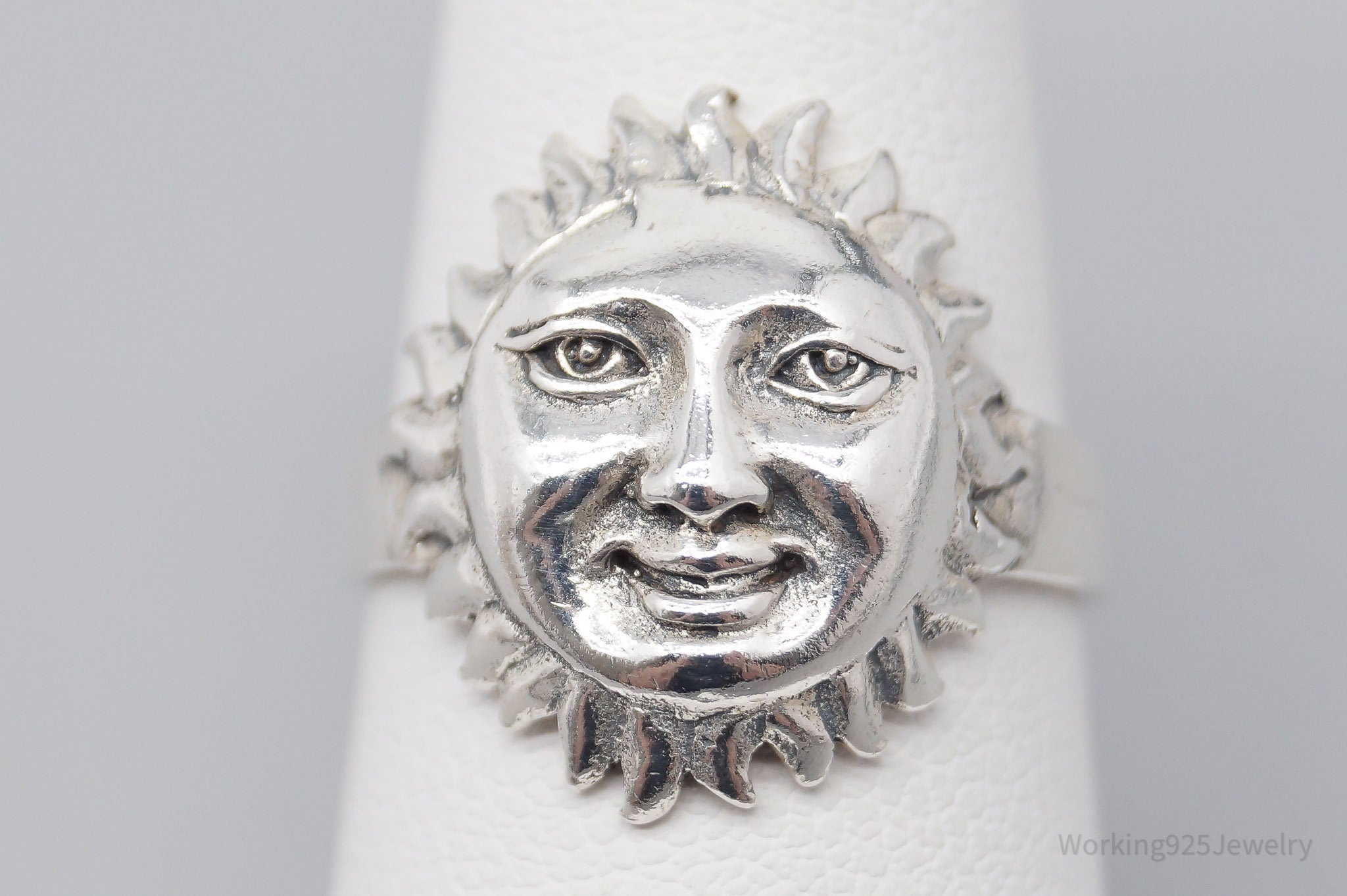 Vintage Sun Face Sterling Silver Ring - Size 7