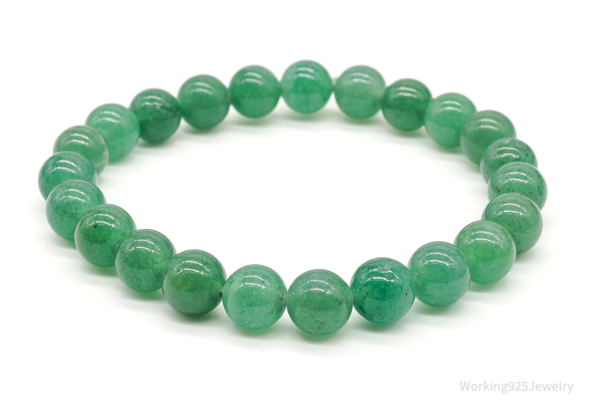 Vintage Green Jade Beads Stretch Bracelet