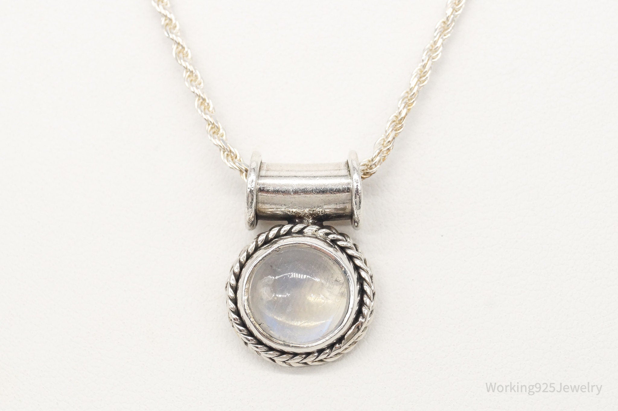 Vintage Moonstone Sterling Silver Necklace