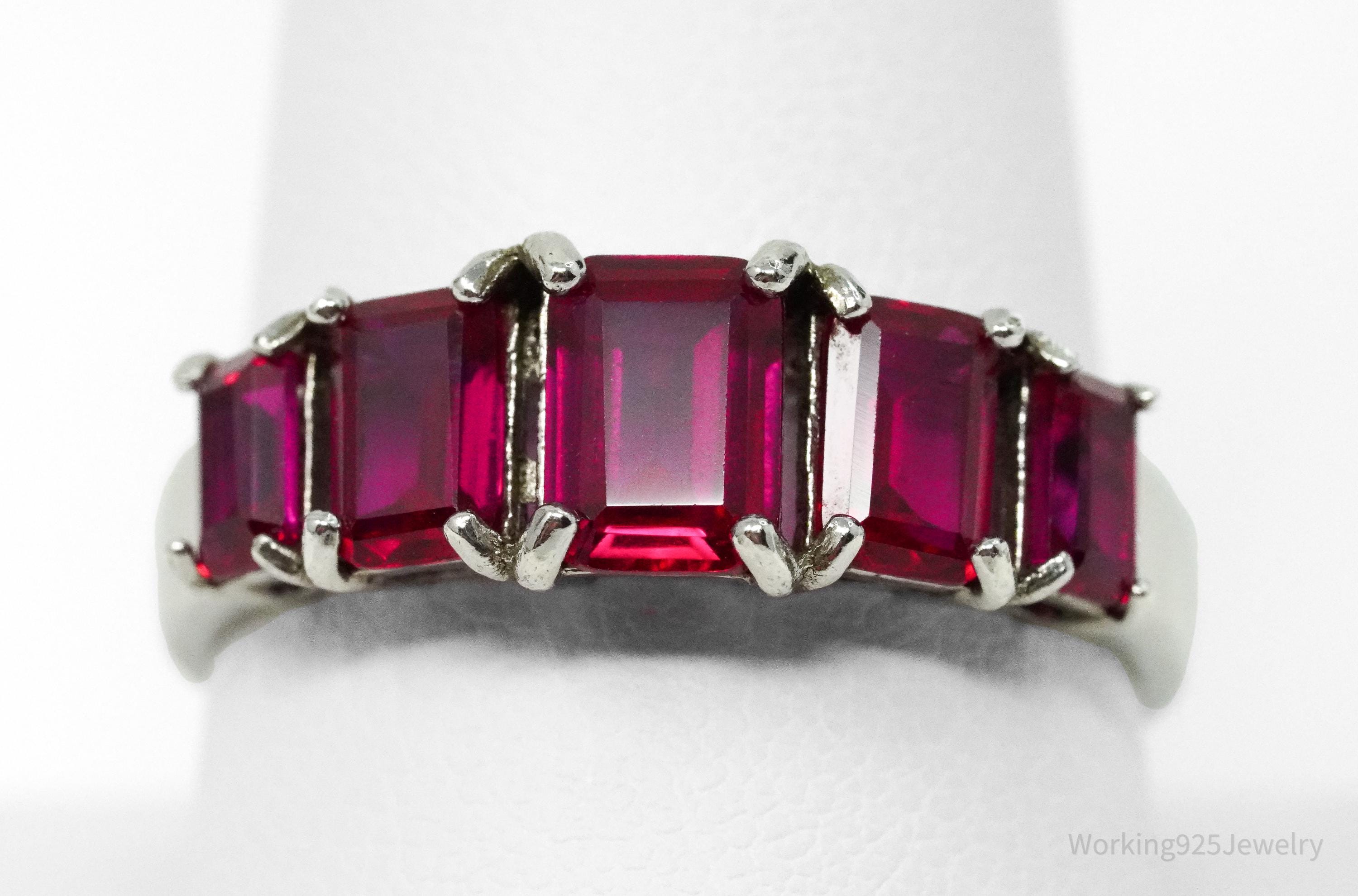 Vintage Ruby Sterling Silver Ring - Size 10