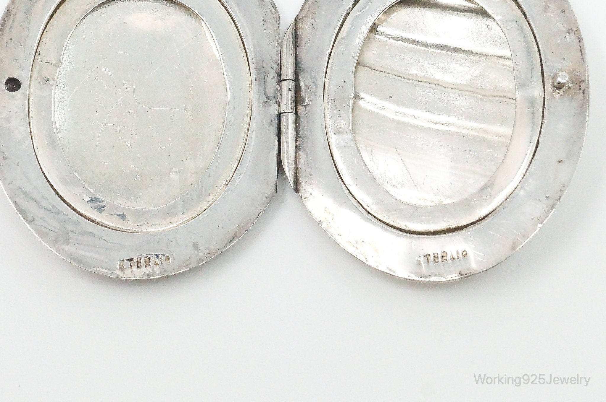 Vintage Siam White Enamel Sterling Silver Locket Pendant