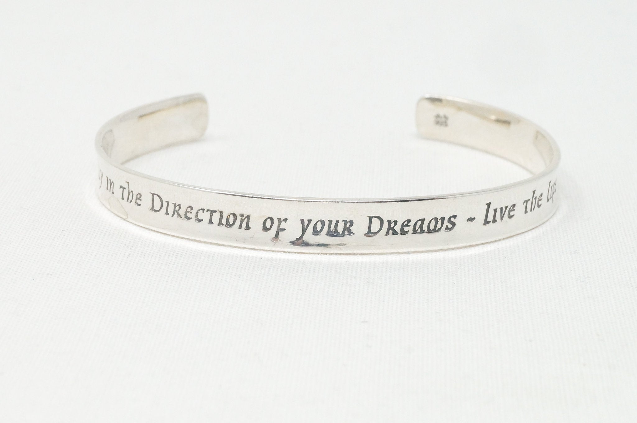 Vintage New York Designer Laurel Elliot Quote Sterling Silver Cuff Bracelet