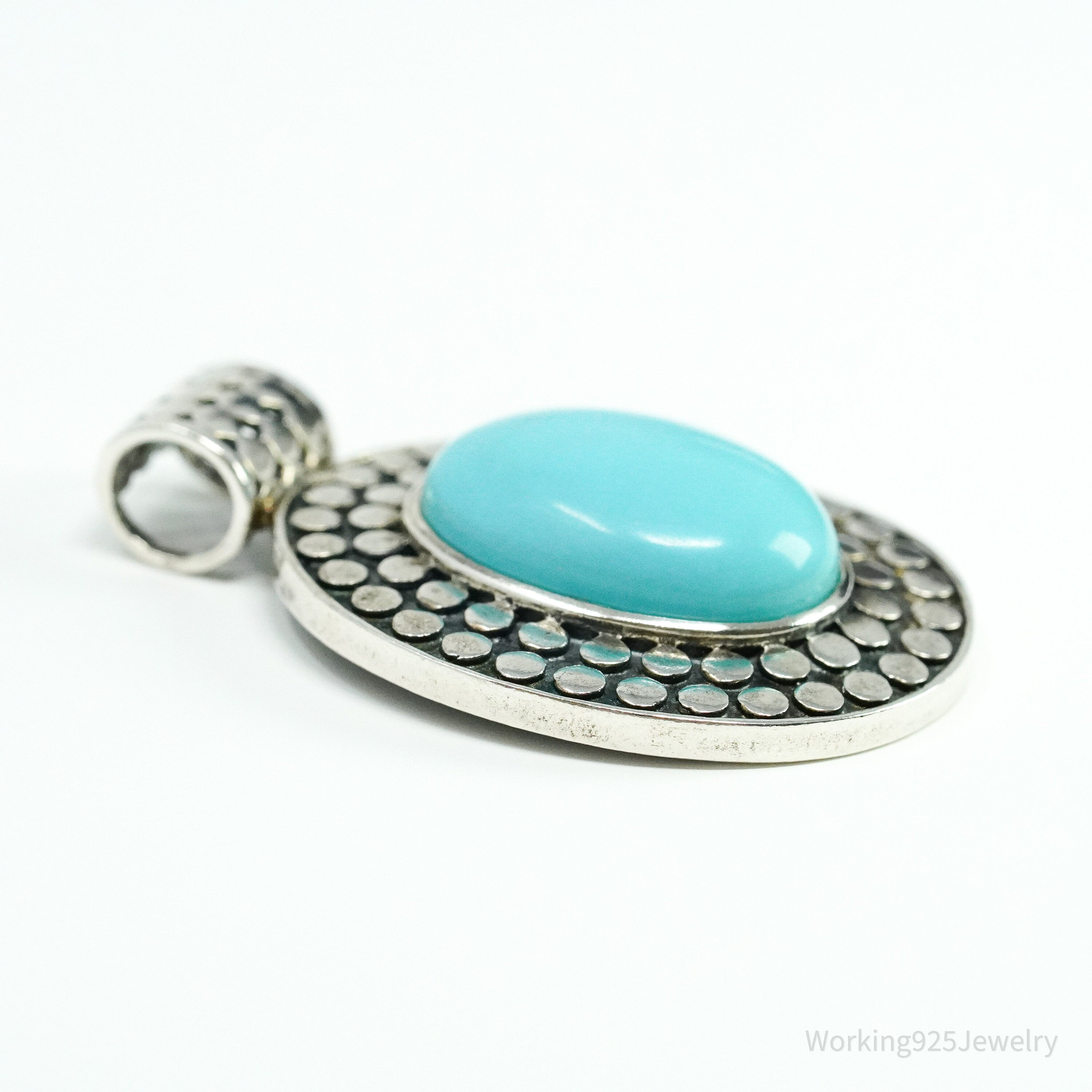 Vintage Blue Turquoise Sterling Silver Pendant