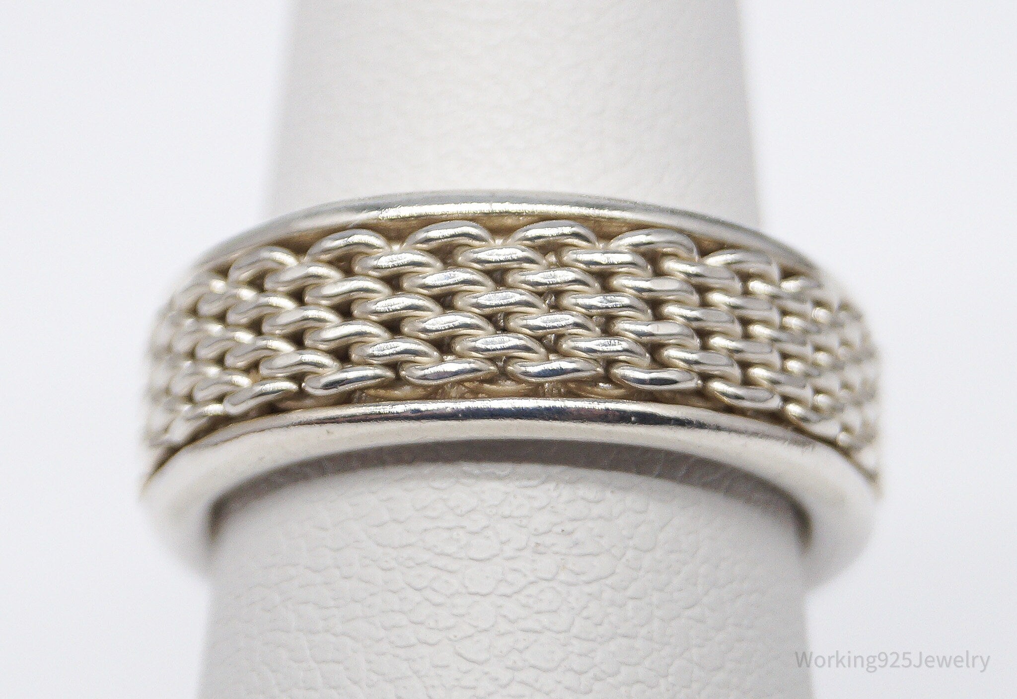 Vintage Espo Sig Chainlink Sterling Silver Band Ring - Size 6