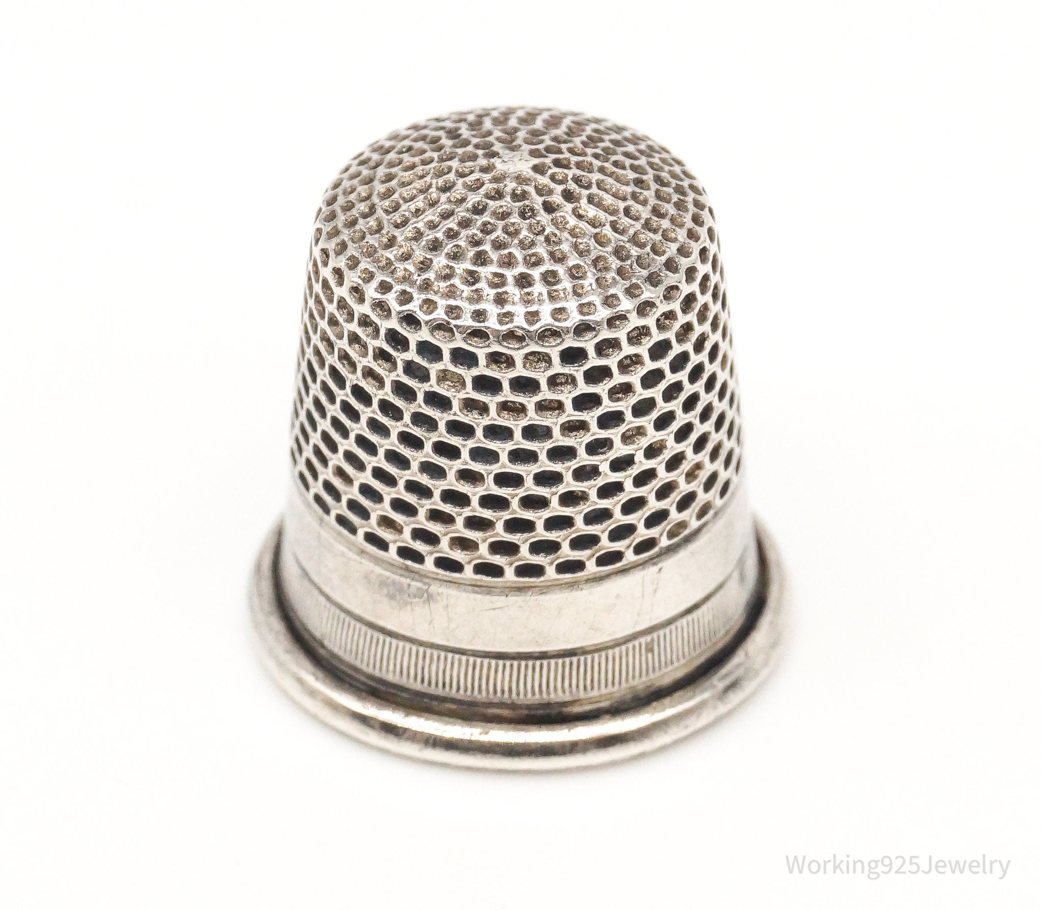 Antique Dome Silver Thimble Size 6