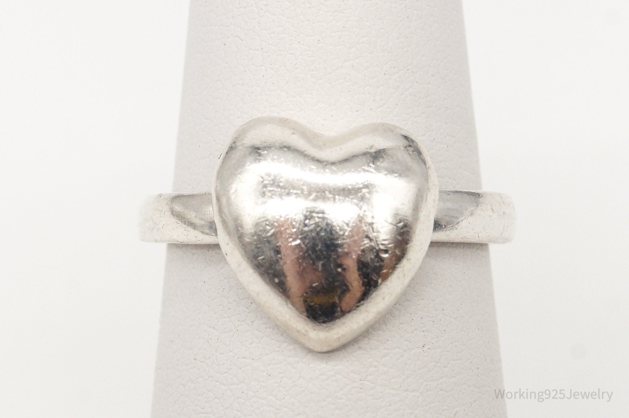 Vintage Sliding Heart Sterling Silver Ring - Size 6.5