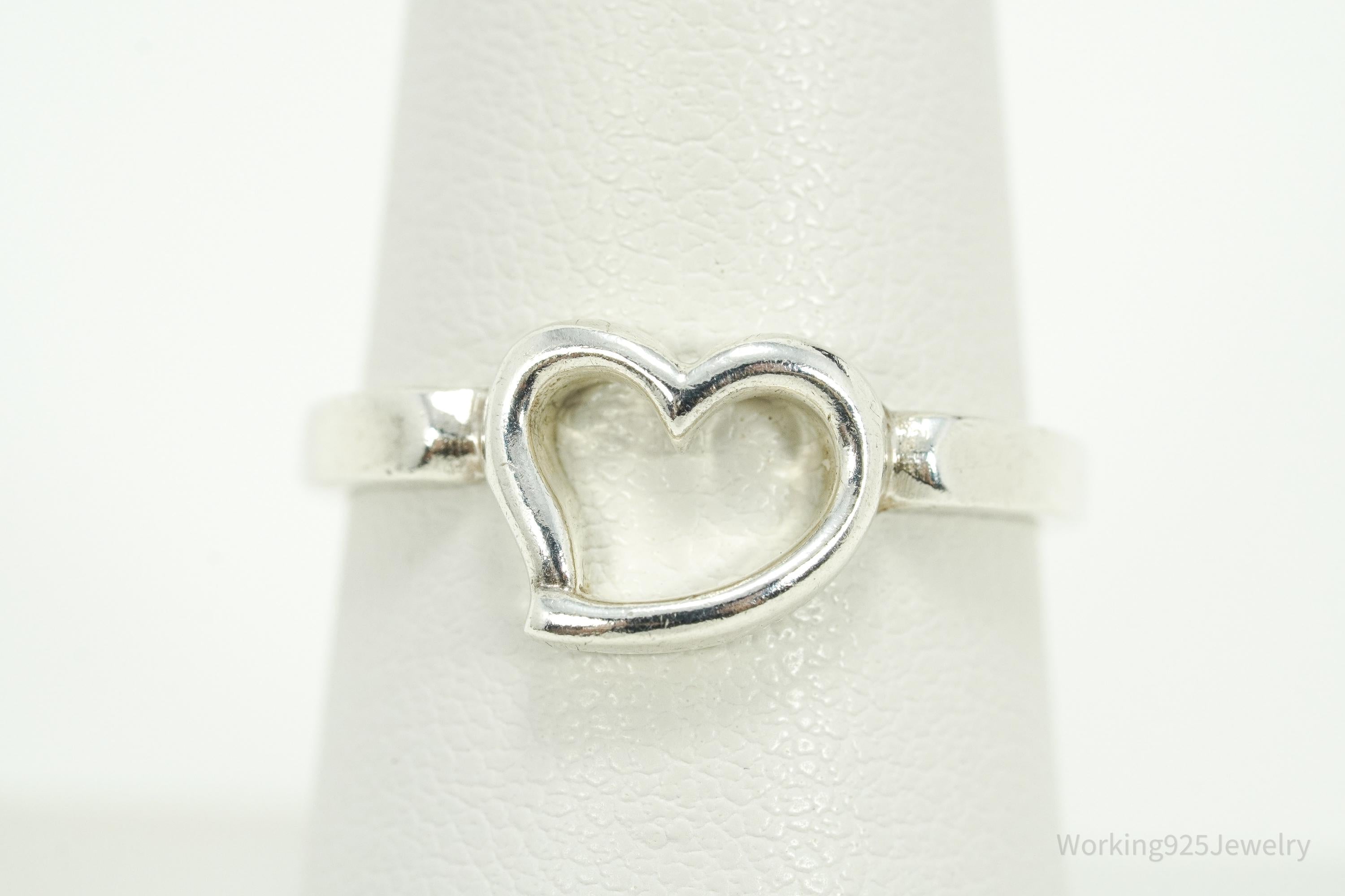 Vintage Heart Sterling Silver Ring - Size 7.5