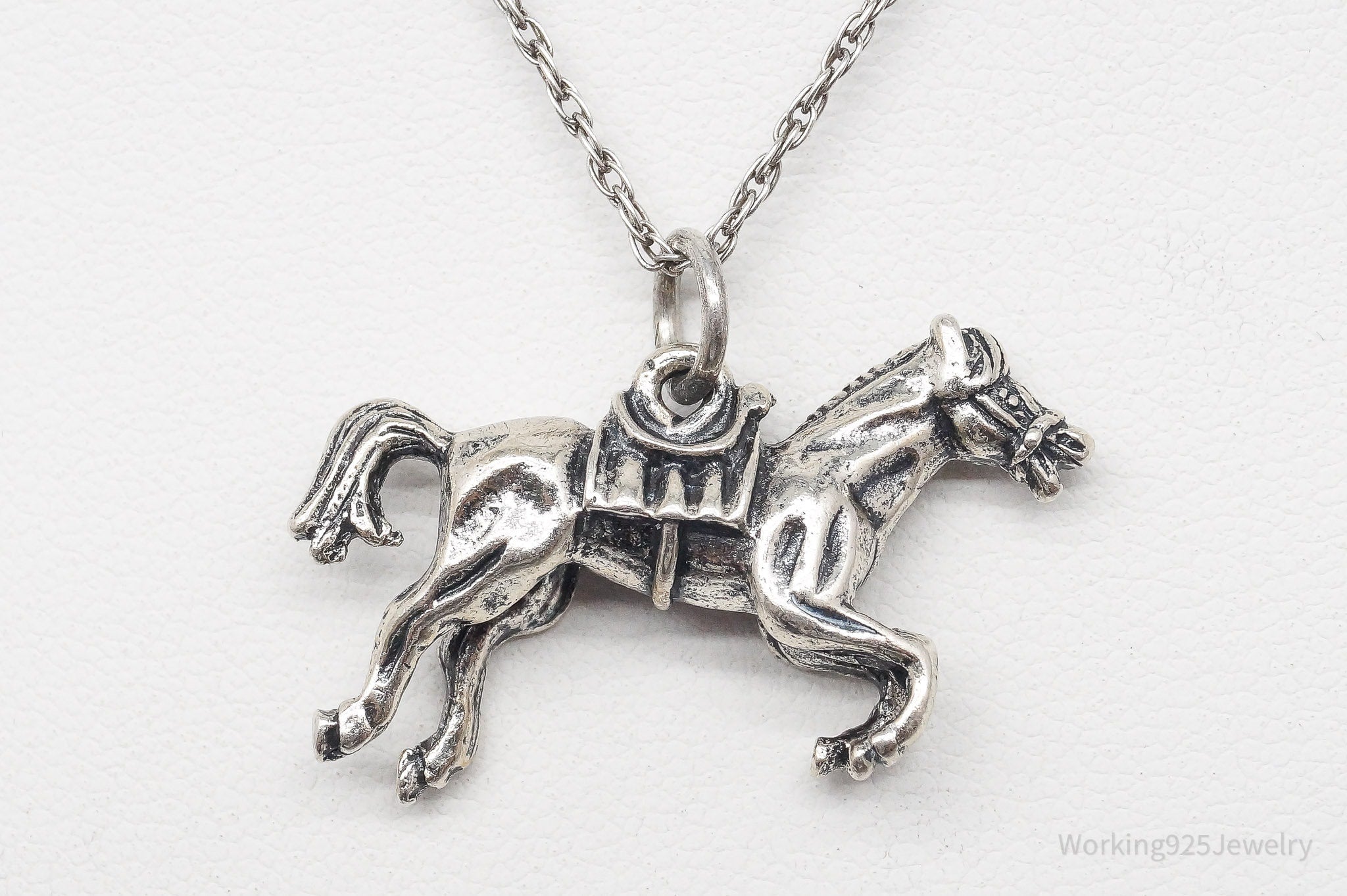 Vintage Horse Sterling Silver Necklace - 18"