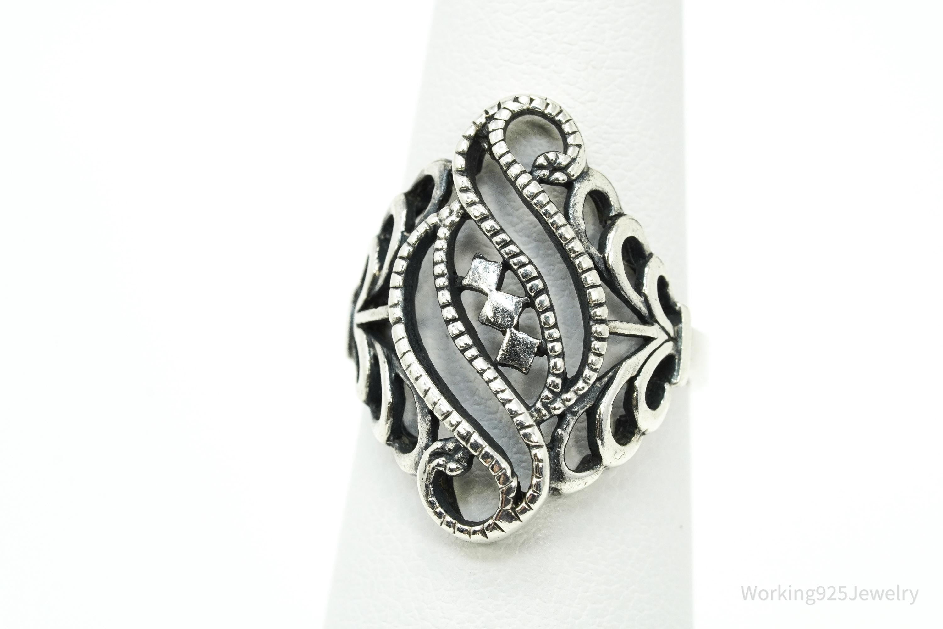 Vintage Filigree Sterling Silver Ring - Size 5.75