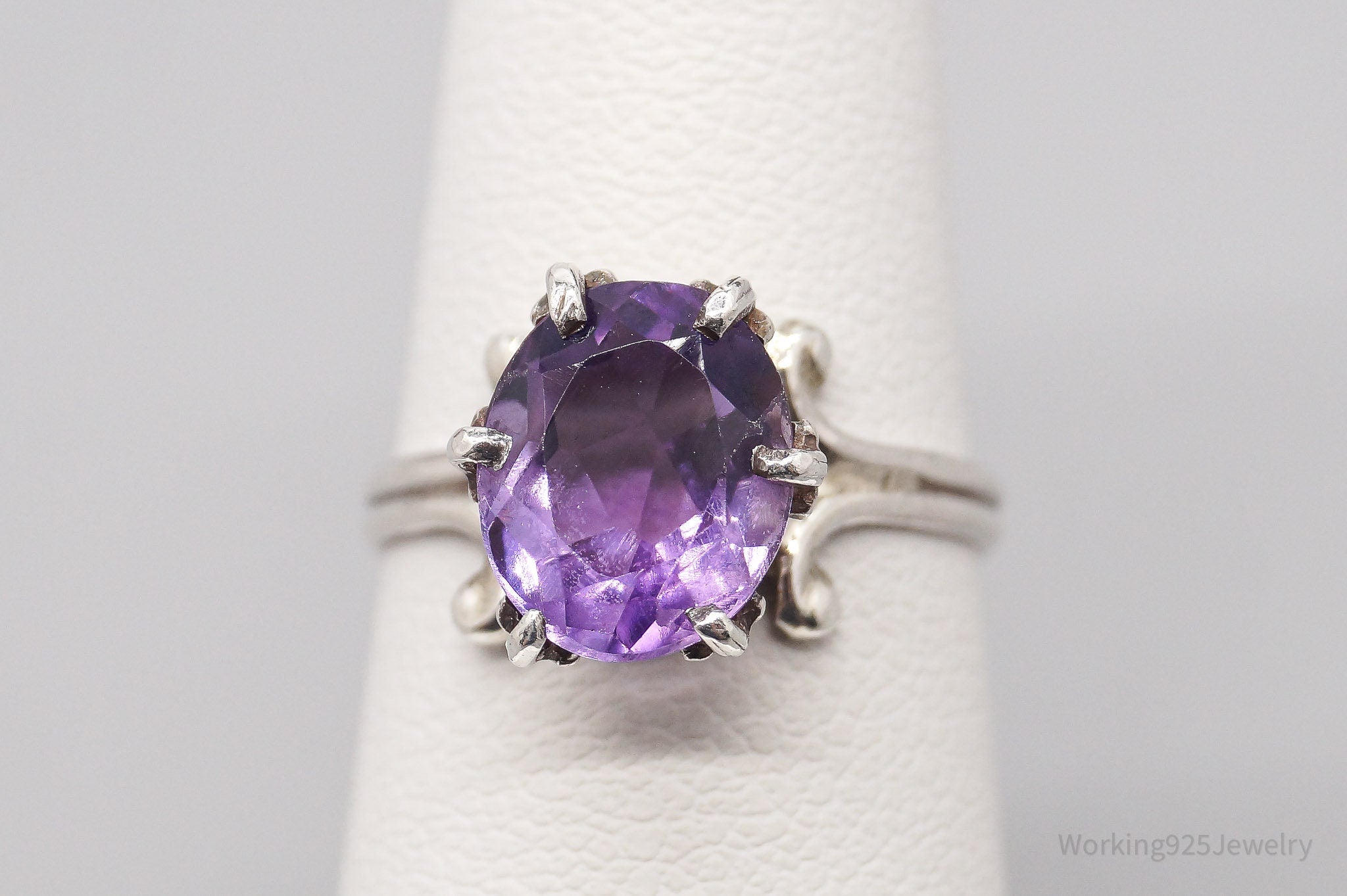 Antique Amethyst Silver Ring - Size 5.25