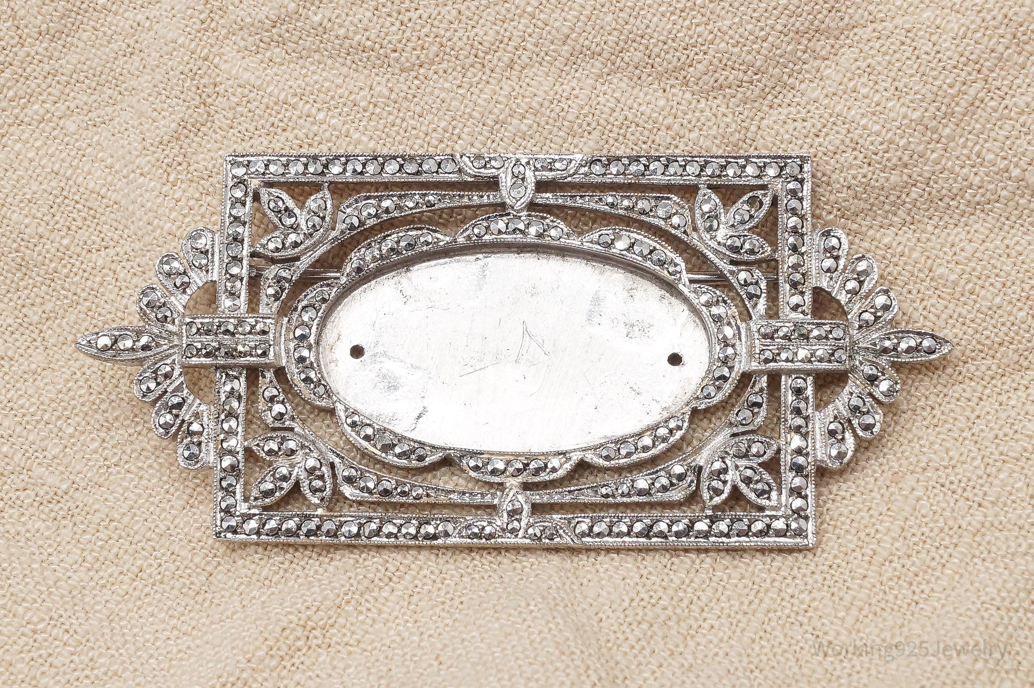 Antique 1930s Marcasite Art Deco Sterling Silver Brooch Pin