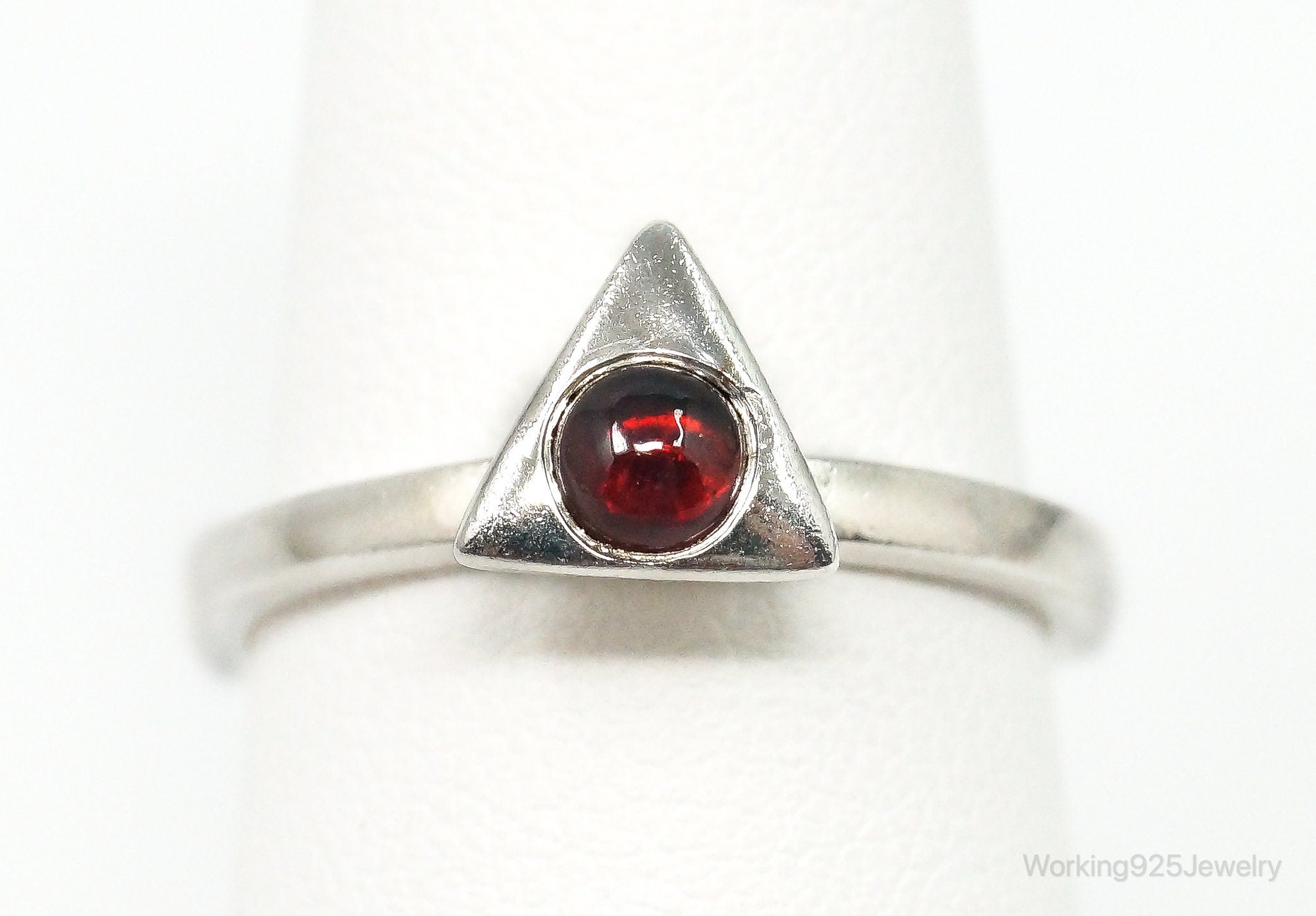 Vintage Garnet Sterling Silver Ring - Size 7