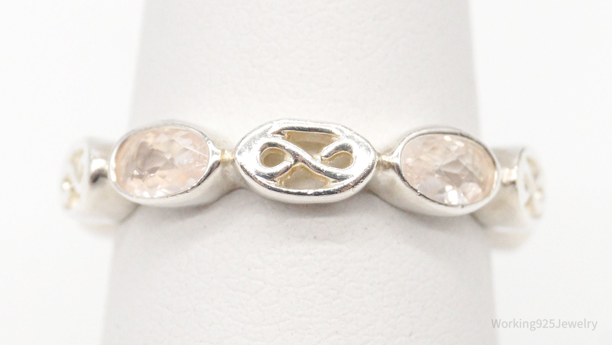 Vintage Rose Quartz Sterling Silver Ring - Size 6.25