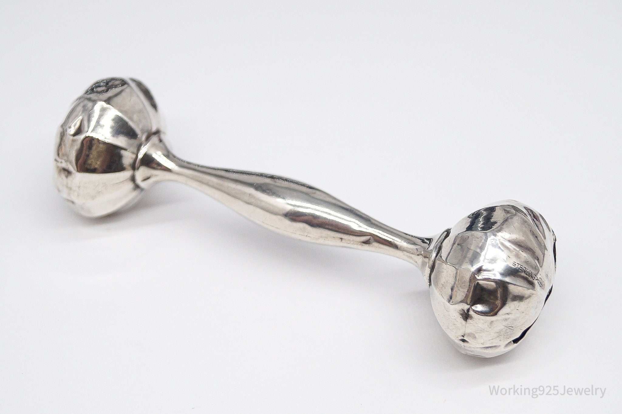Antique Designer Webster Large Sterling Silver Baby Rattle