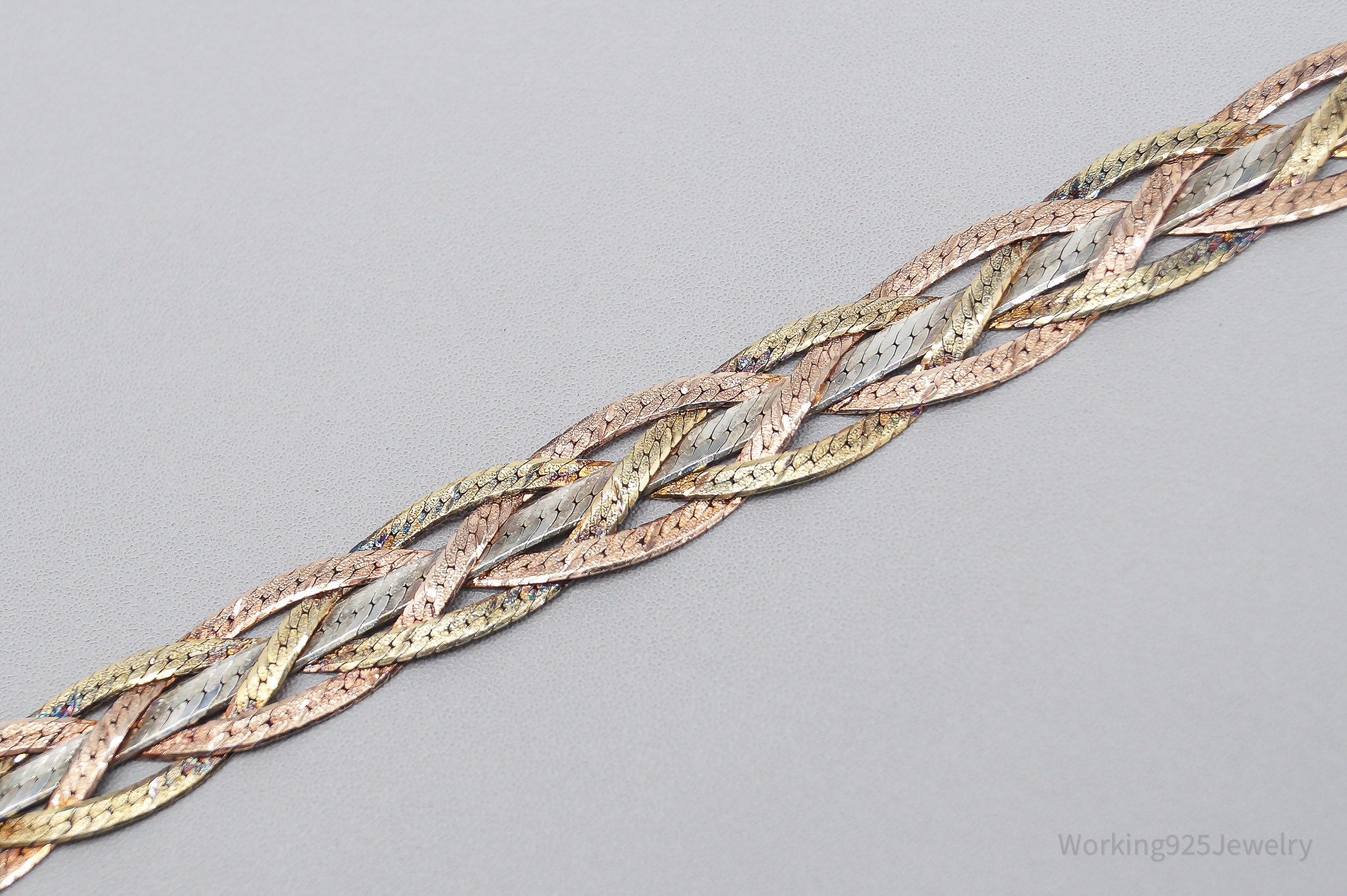 VTG Italian Designer MILOR Rose & Yellow Gold Vermeil Sterling Silver Bracelet