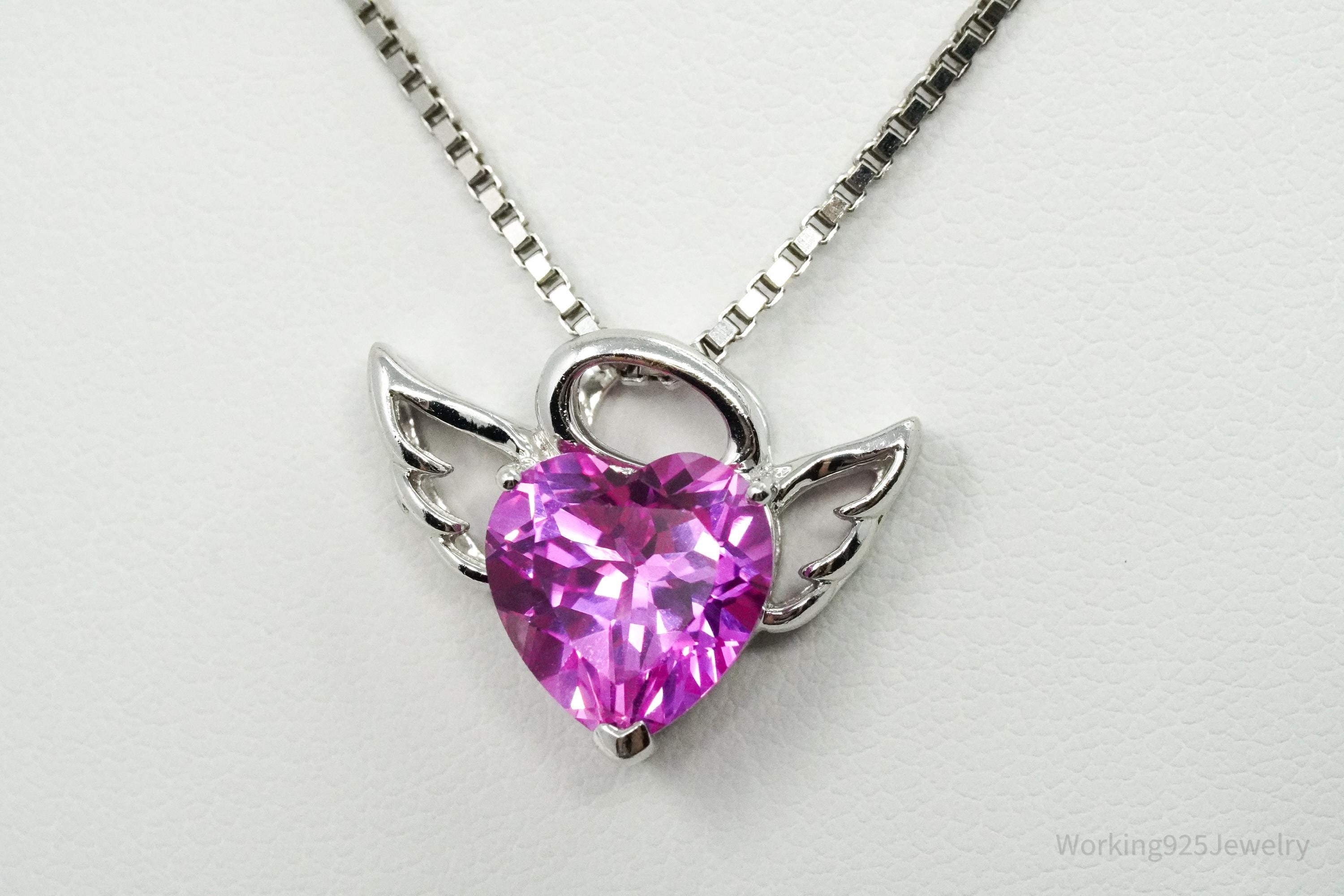 Alwand Vahan Pink Sapphire 14K White Gold Over Sterling Silver Pendant Necklace 18"