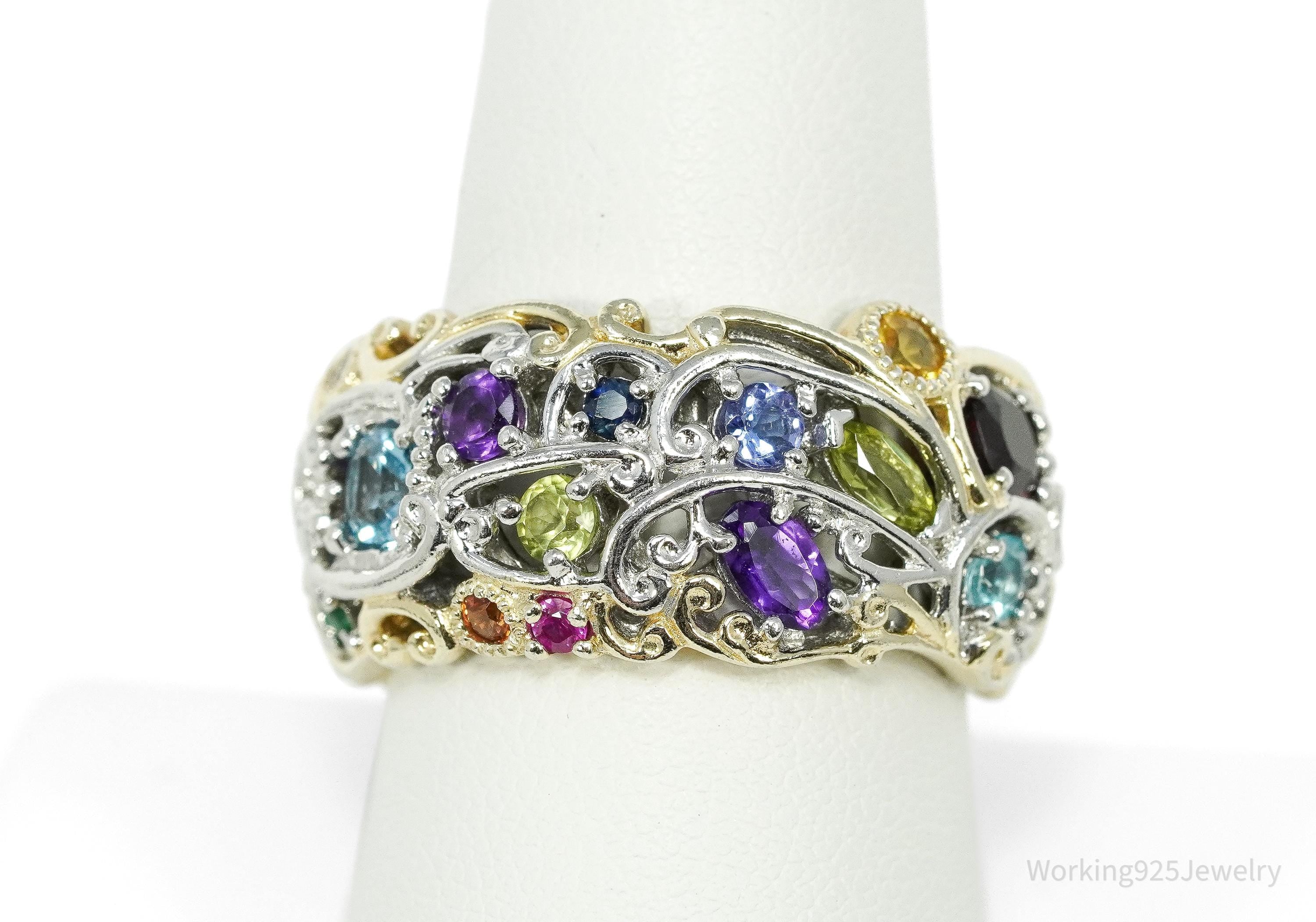 Michael Valitutti Gems en Vogue Multi Gemstone Carnival Sterling Silver Ring - Size 9.5