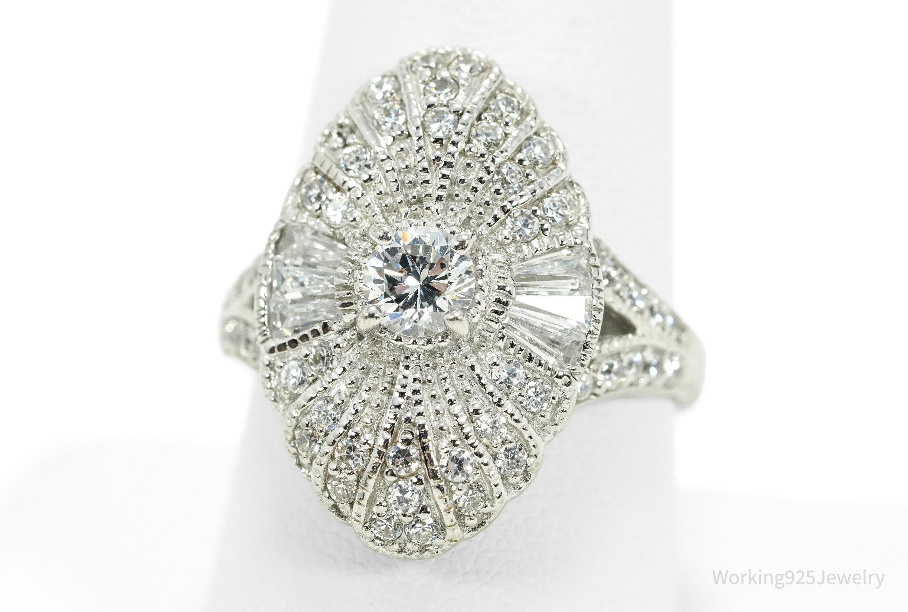 Designer STAUER Cubic Zirconia Sterling Silver Ring - Size 9.5