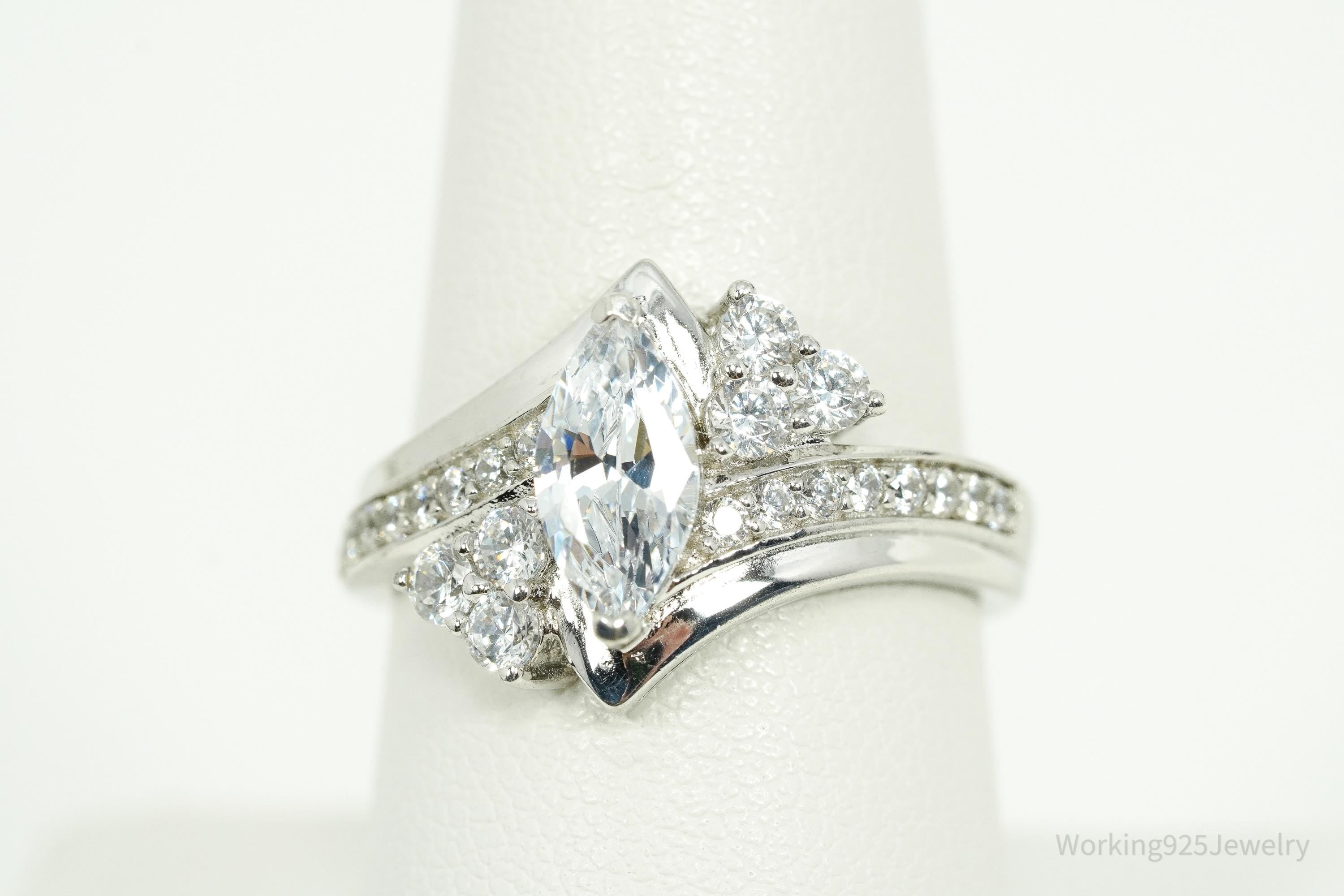 Vintage Cubic Zirconia Sterling Silver Ring Size 8.25