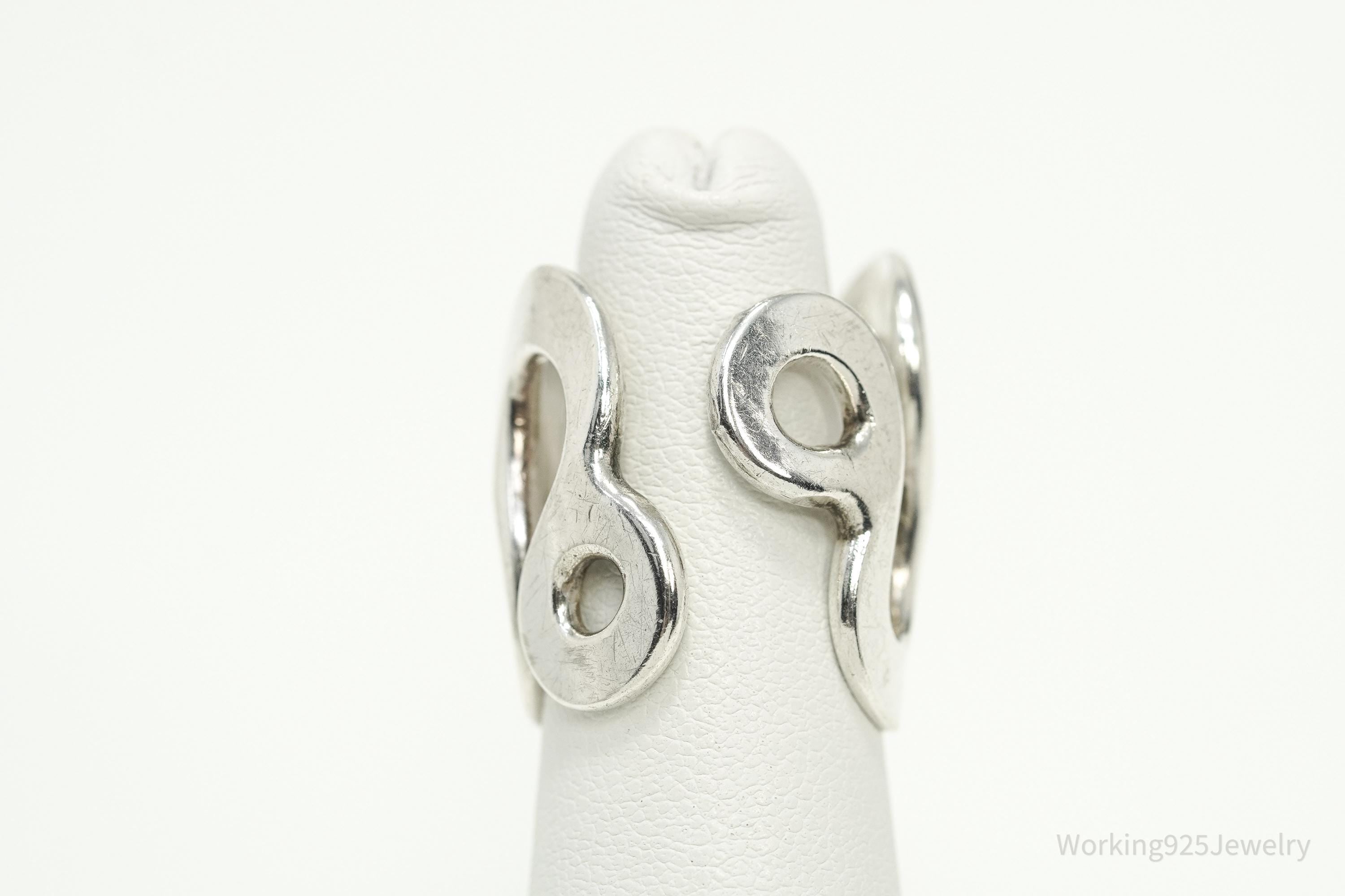 Rare Vintage MCM Norway Modernist Anna Greta Eker AGE Sterling Silver Ring - Size 7.25