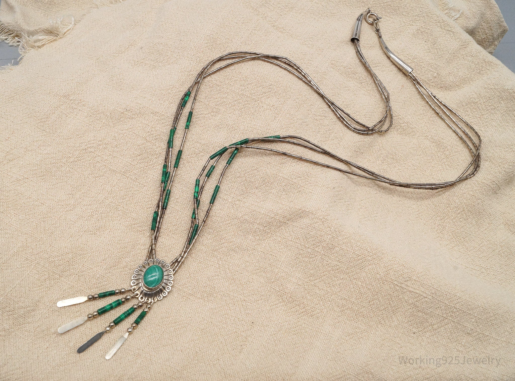 VTG Native QT Pendant On Carolyn Pollack Bead Sterling Silver Chain Necklace