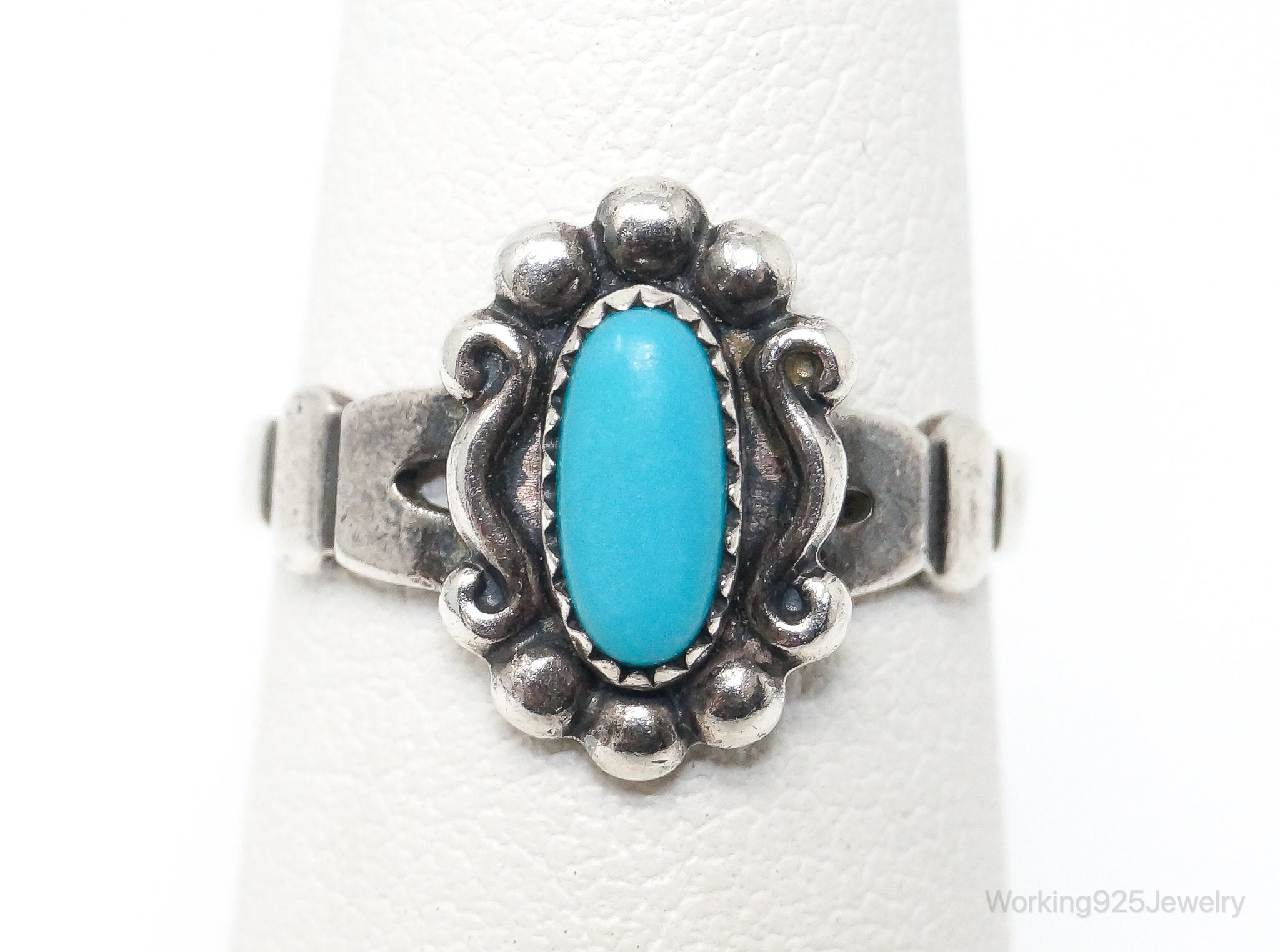 VTG Native American Bell Trading Post Turquoise Sterling Silver Ring SZ 4.5