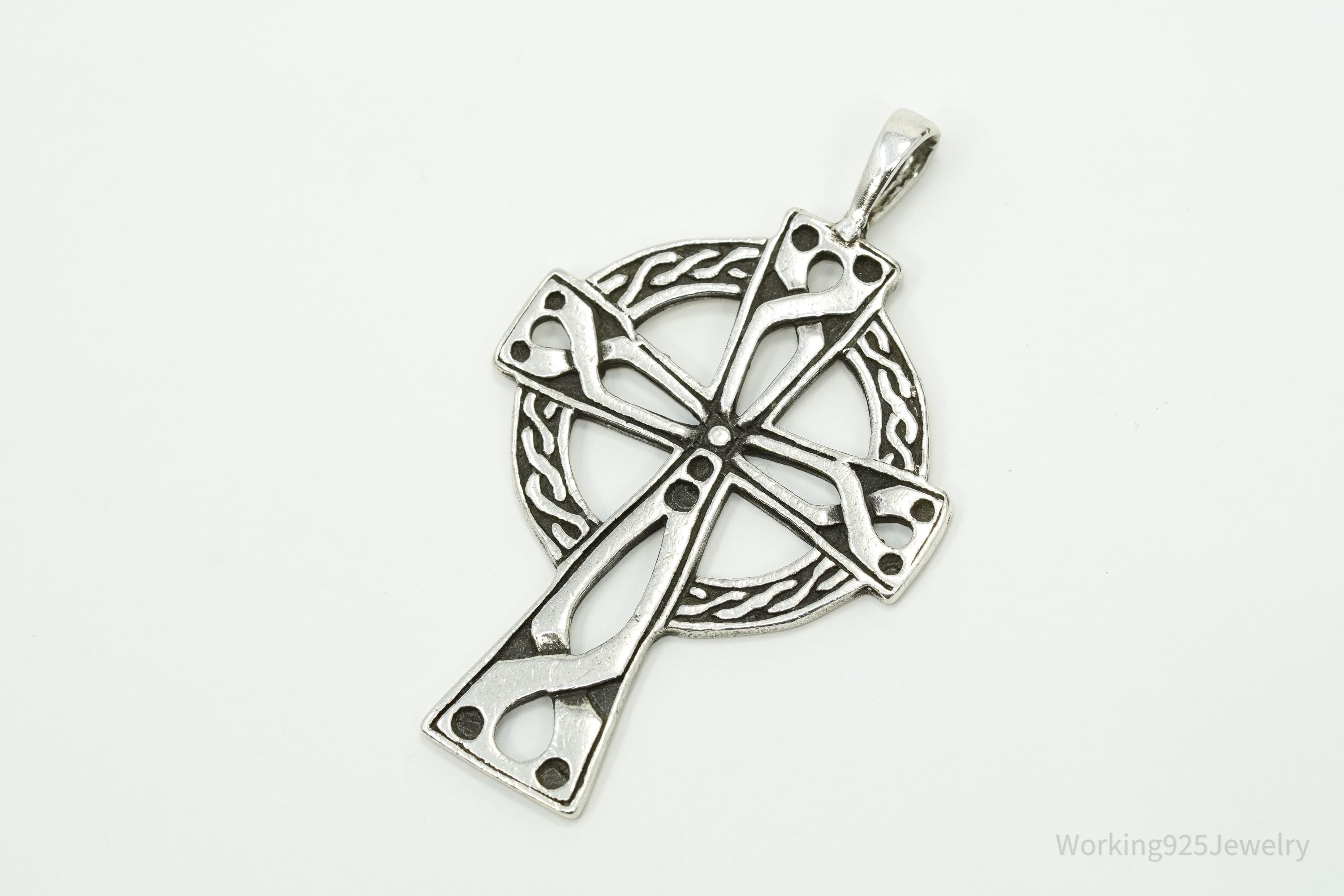Vintage Celtic Cross Sterling Silver Necklace Pendant