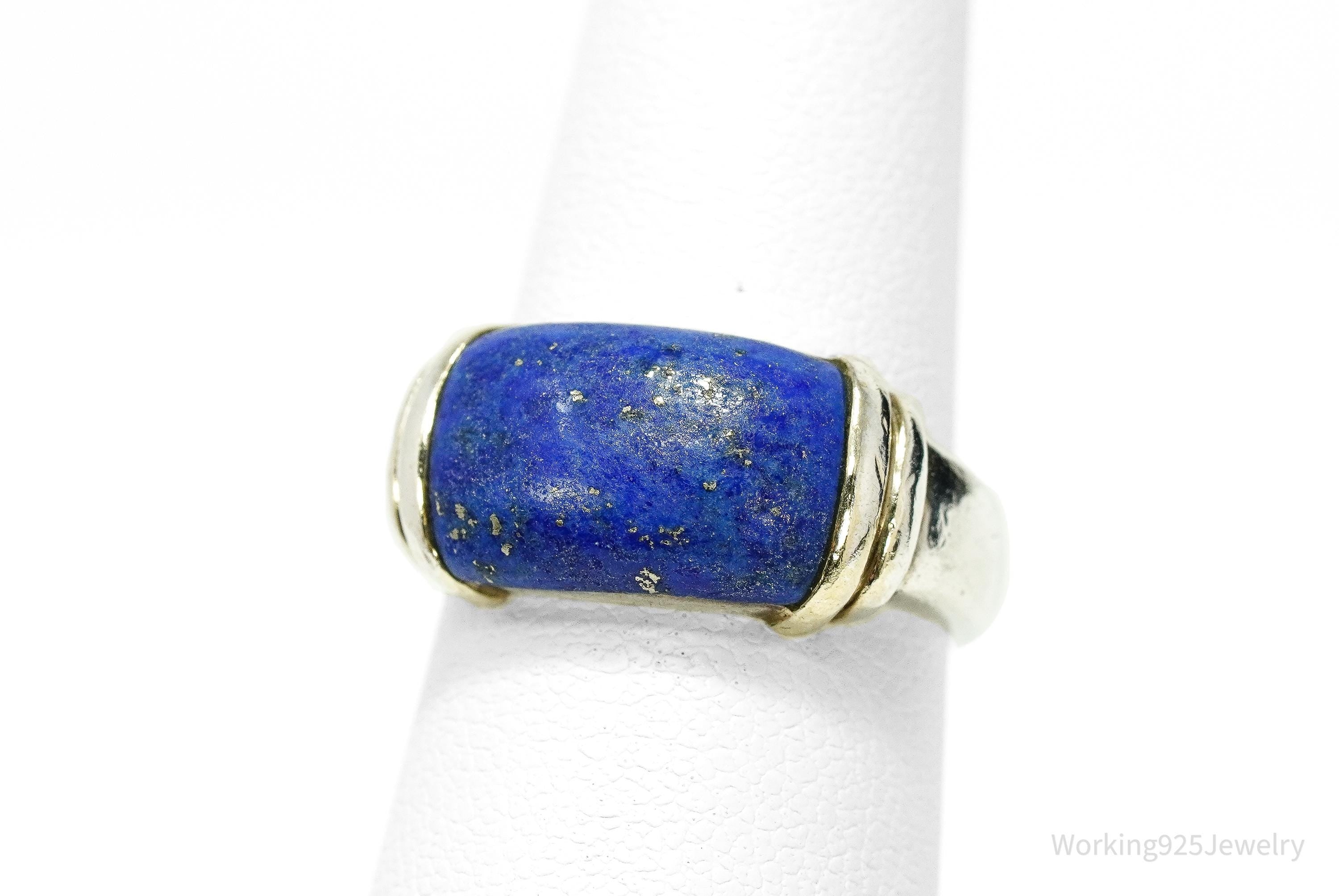 Vintage Lapis Lazuli Gold Vermeil Sterling Silver Ring - Size 5.75