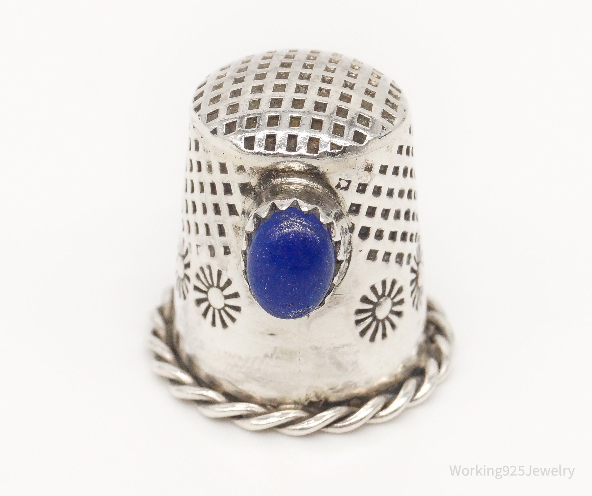 Vintage Native American HT Lapis Lazuli Dome Sterling Silver Thimble