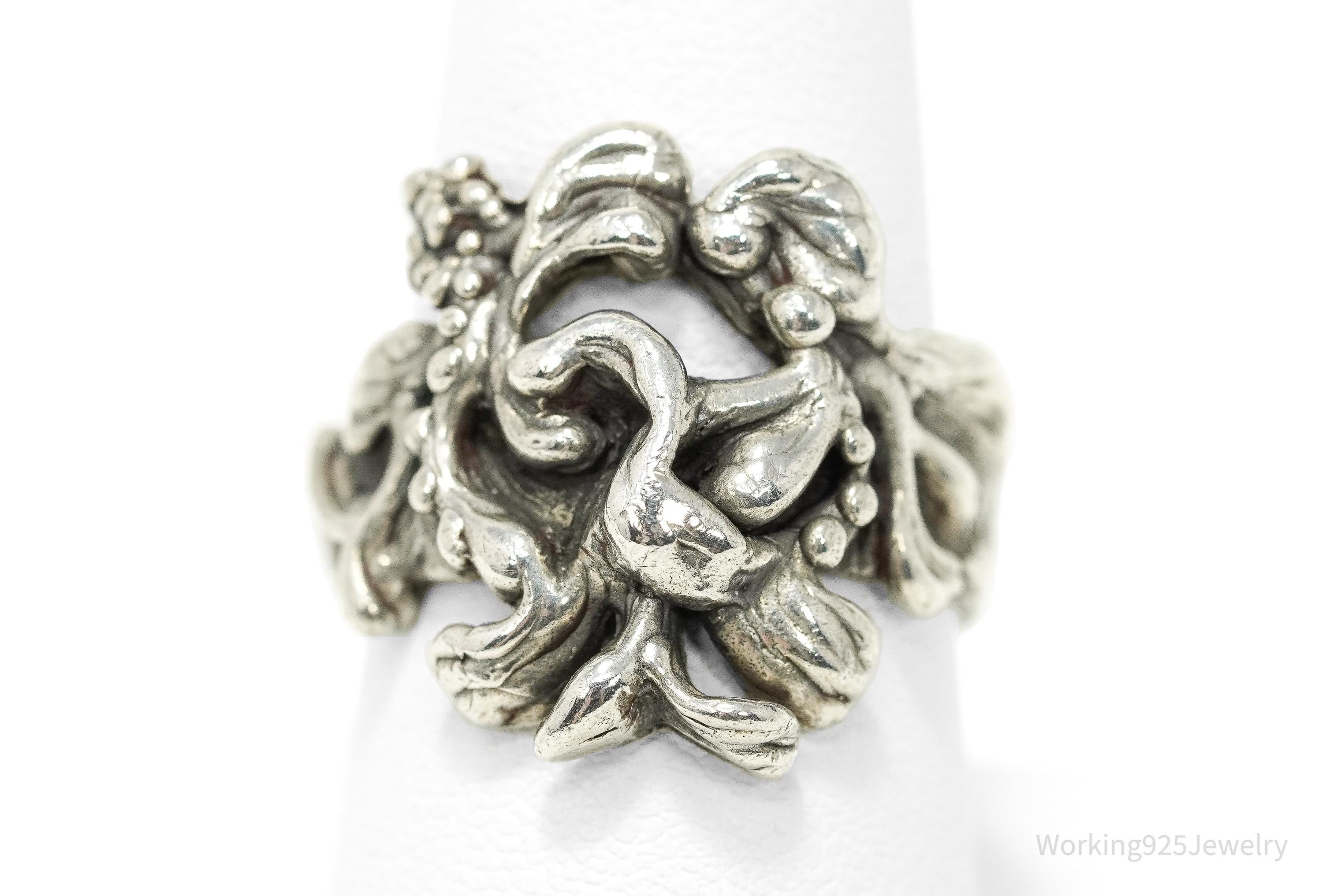 Vintage Brutalist Modernist Style Silver Ring - Size 8.75