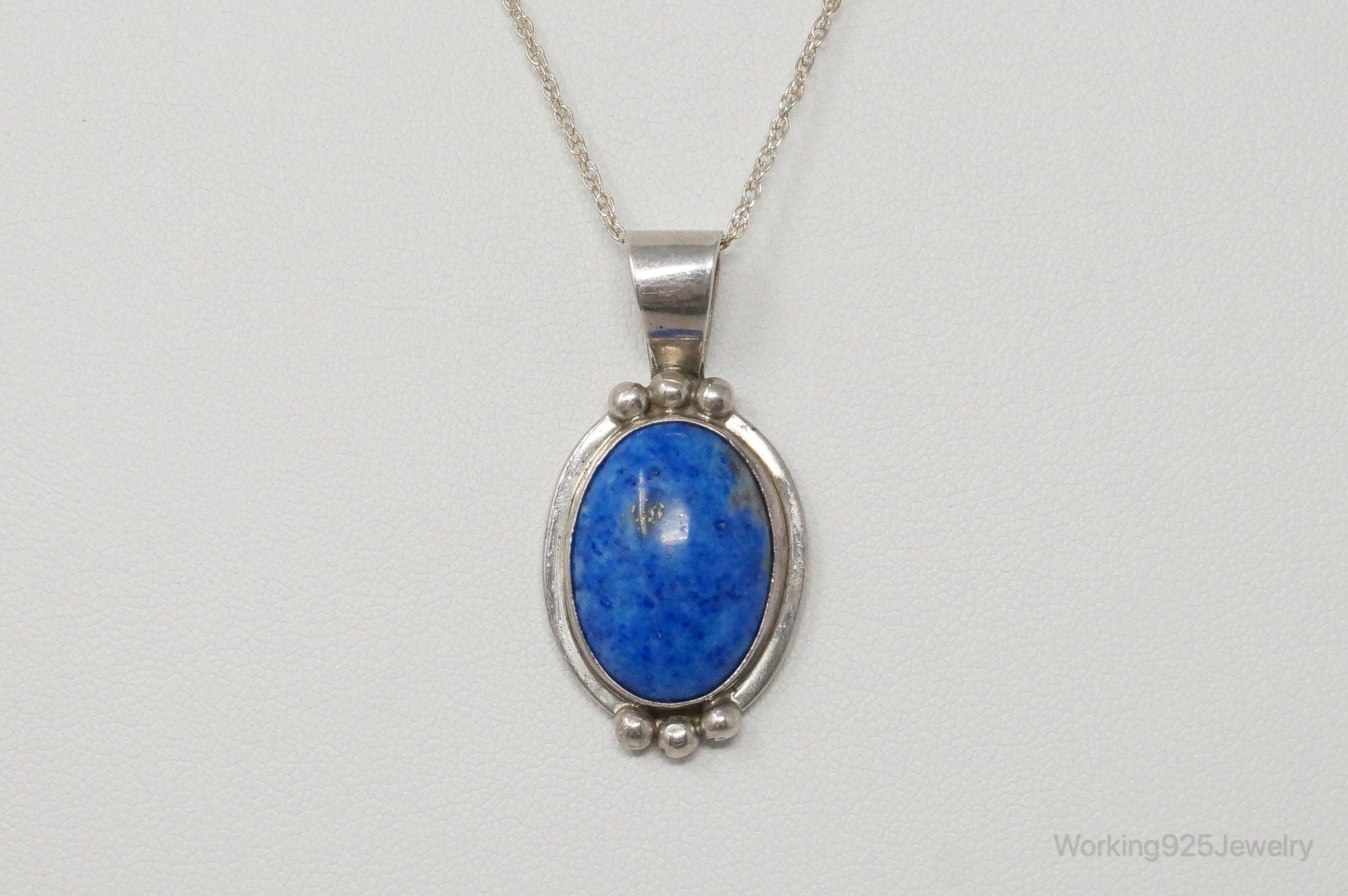 VTG Native American Jason Livingston Lapis Lazuli Sterling Silver Necklace