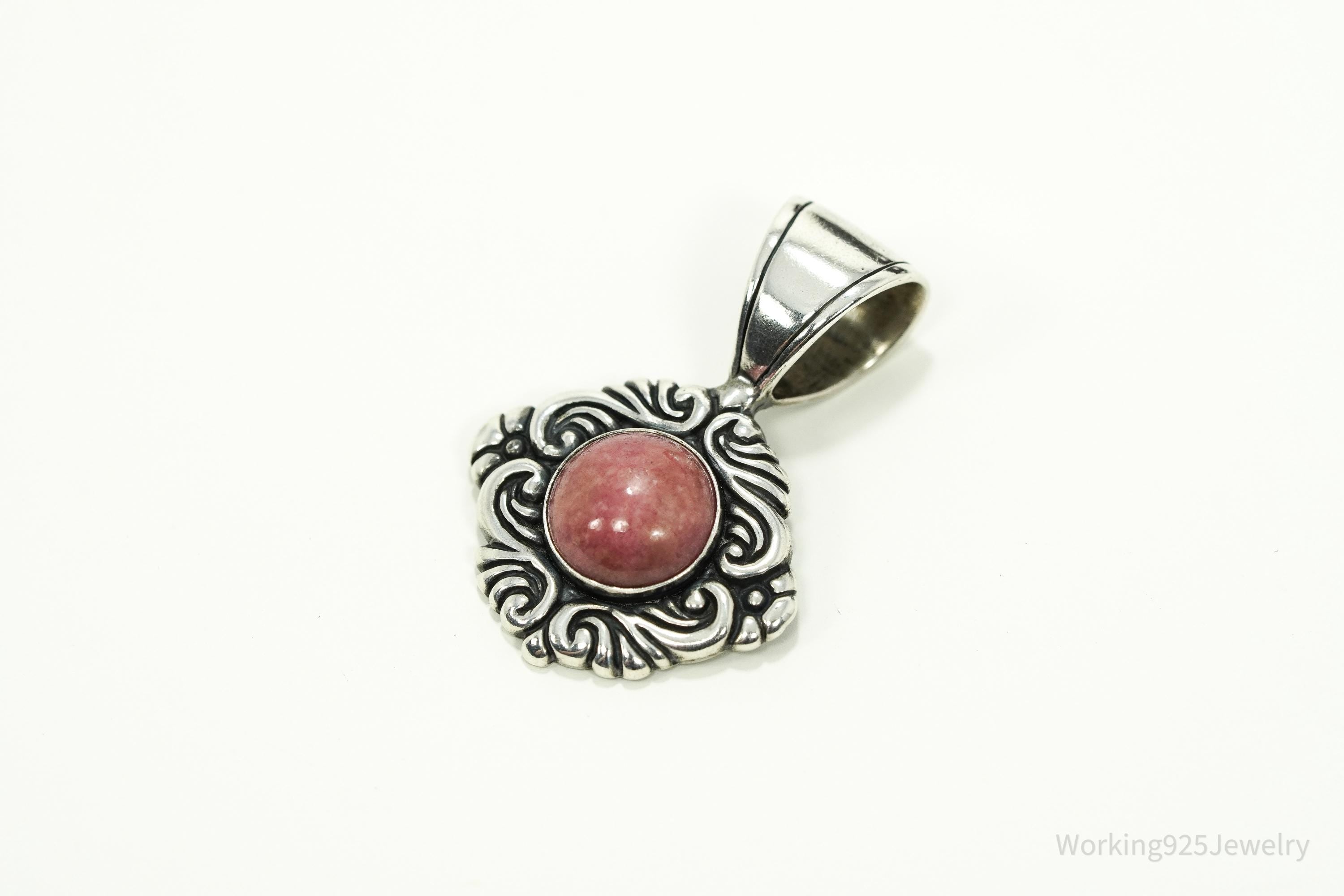 Vintage Western Style Rhodonite Sterling Silver Pendant