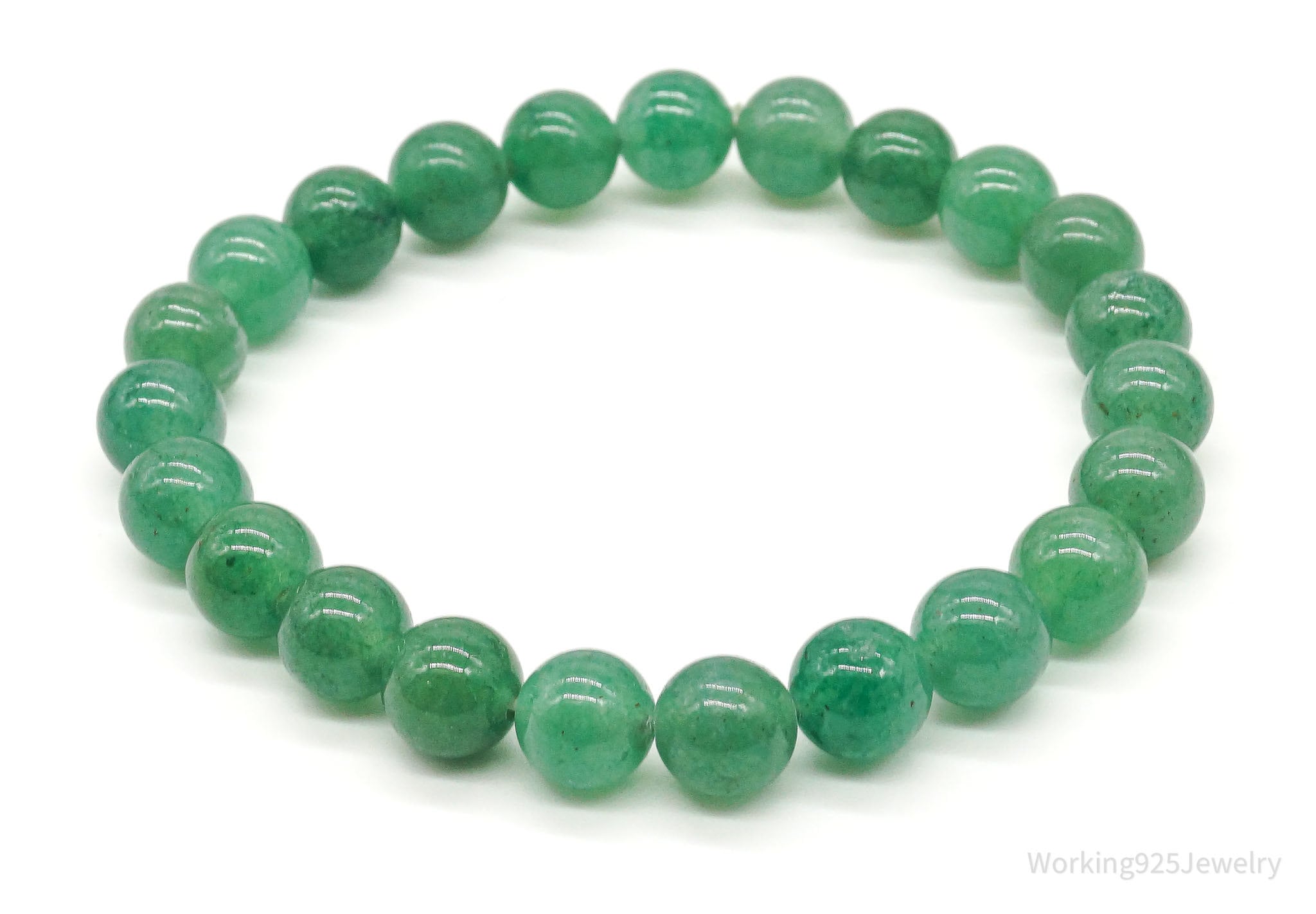 Vintage Green Jade Beads Stretch Bracelet
