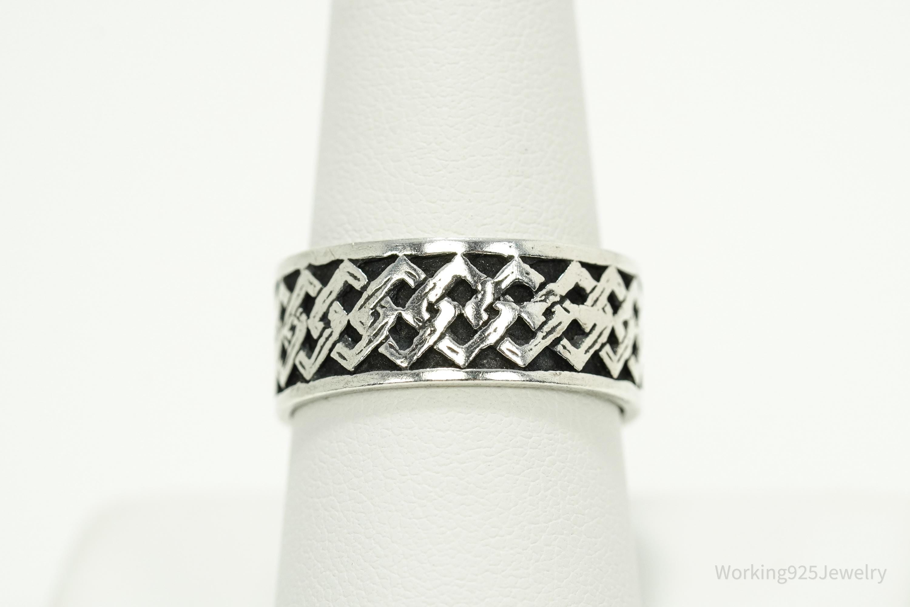 Vintage Celtic Knot Design Sterling Silver Band Ring - Size 9.5