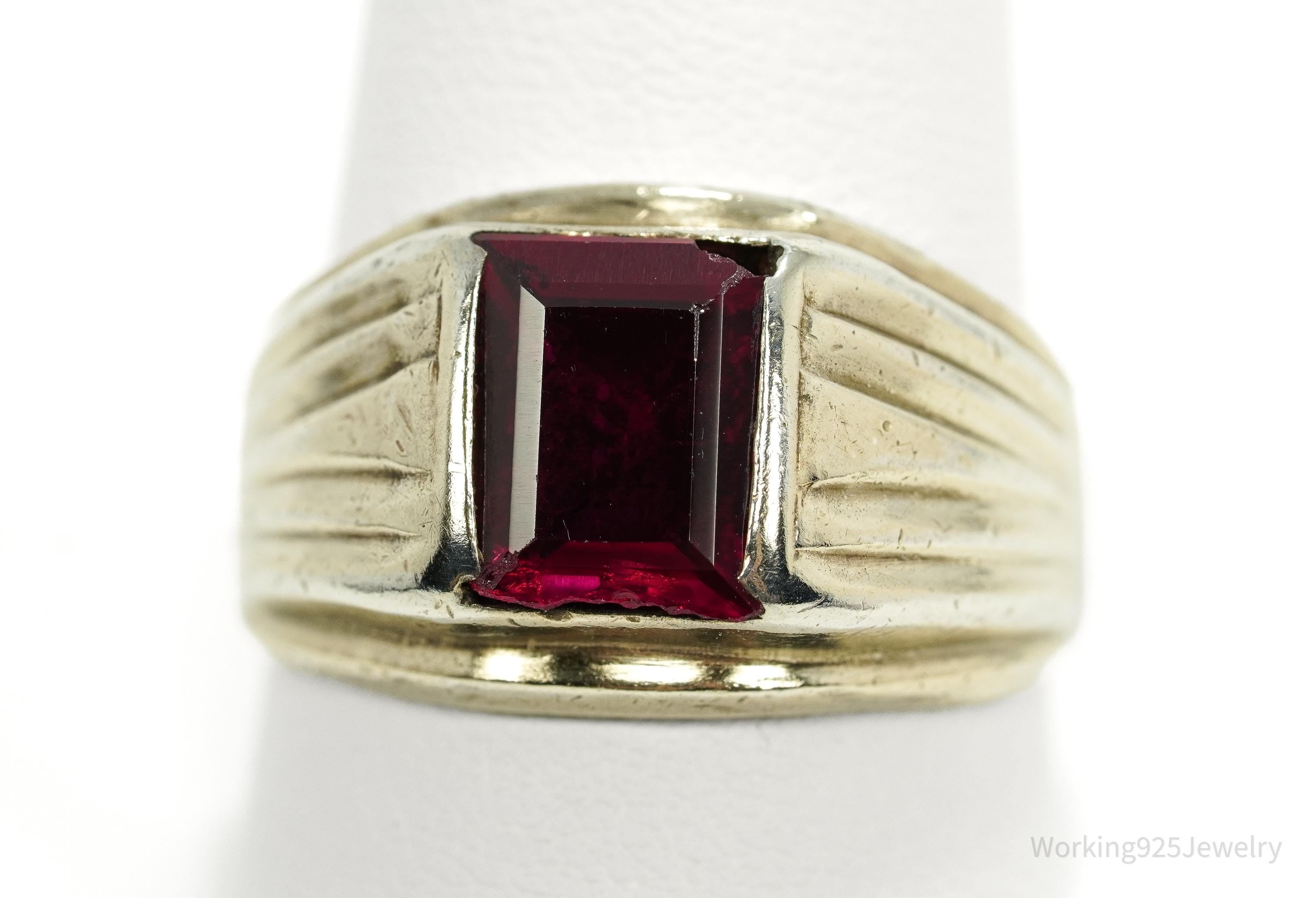 Vintage Vargas Mfg. Co. Ruby 10K Gold & Sterling Silver Ring - Size 10.5