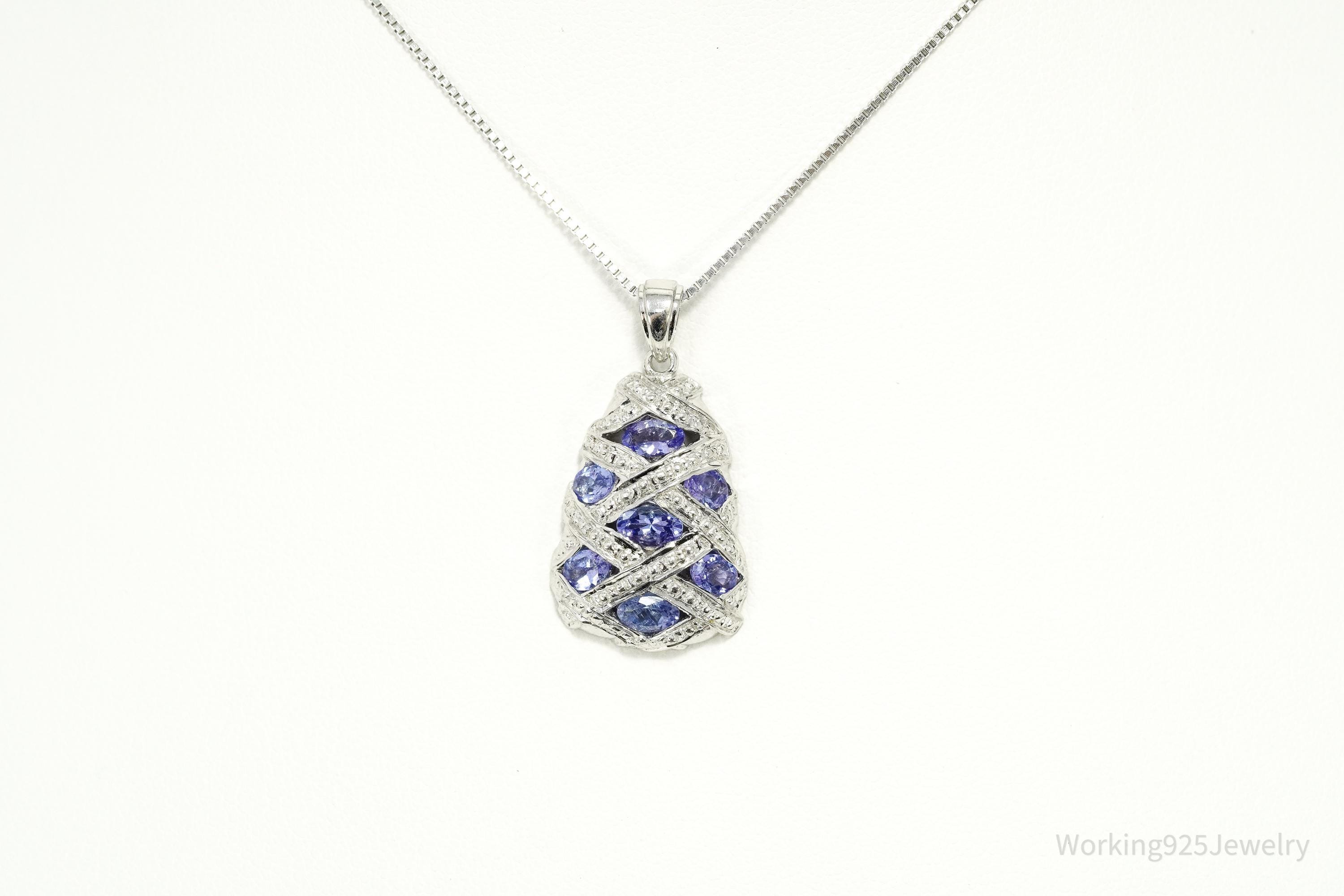 Vintage Tanzanite Sterling Silver Necklace 18"
