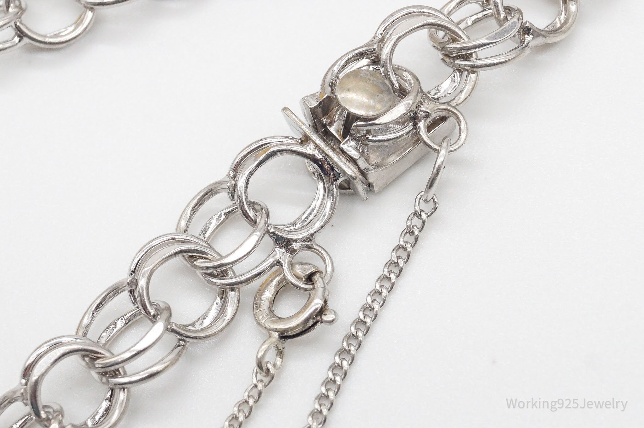 Vintage Sterling Silver Double Link Charm Bracelet