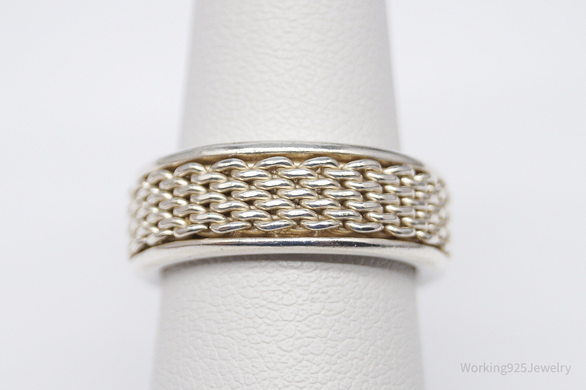 Vintage Espo Sig Chainlink Sterling Silver Band Ring - Size 6