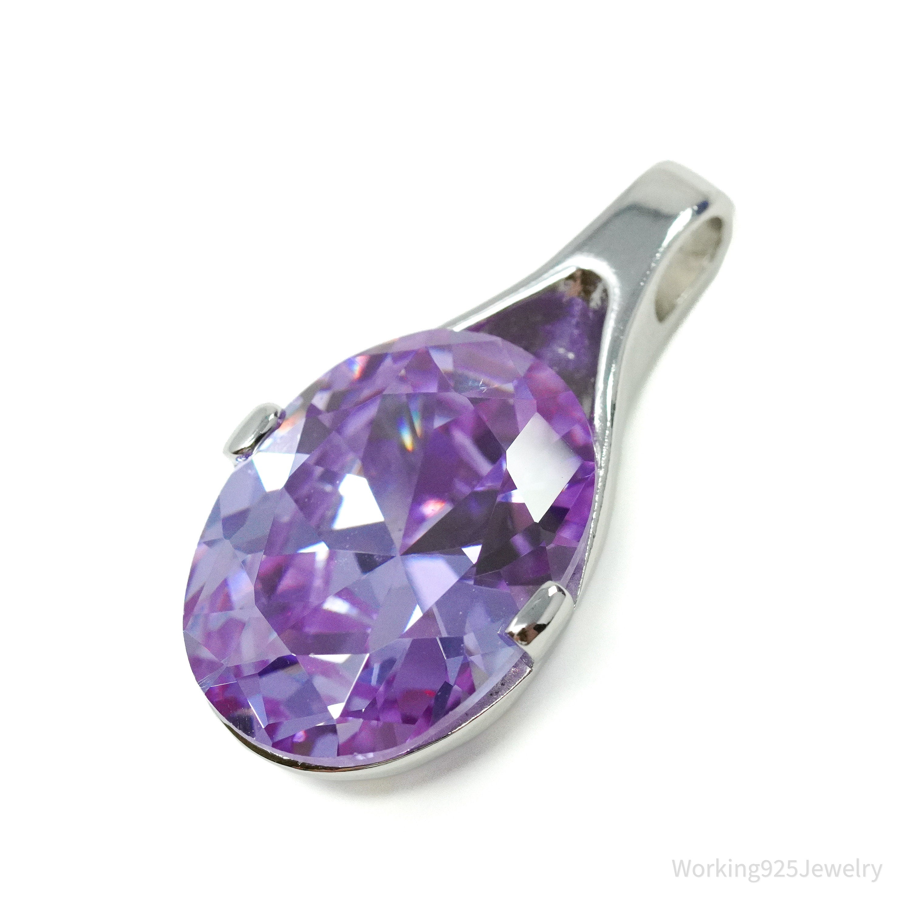 Vintage Purple Cubic Zirconia Sterling Silver Pendant