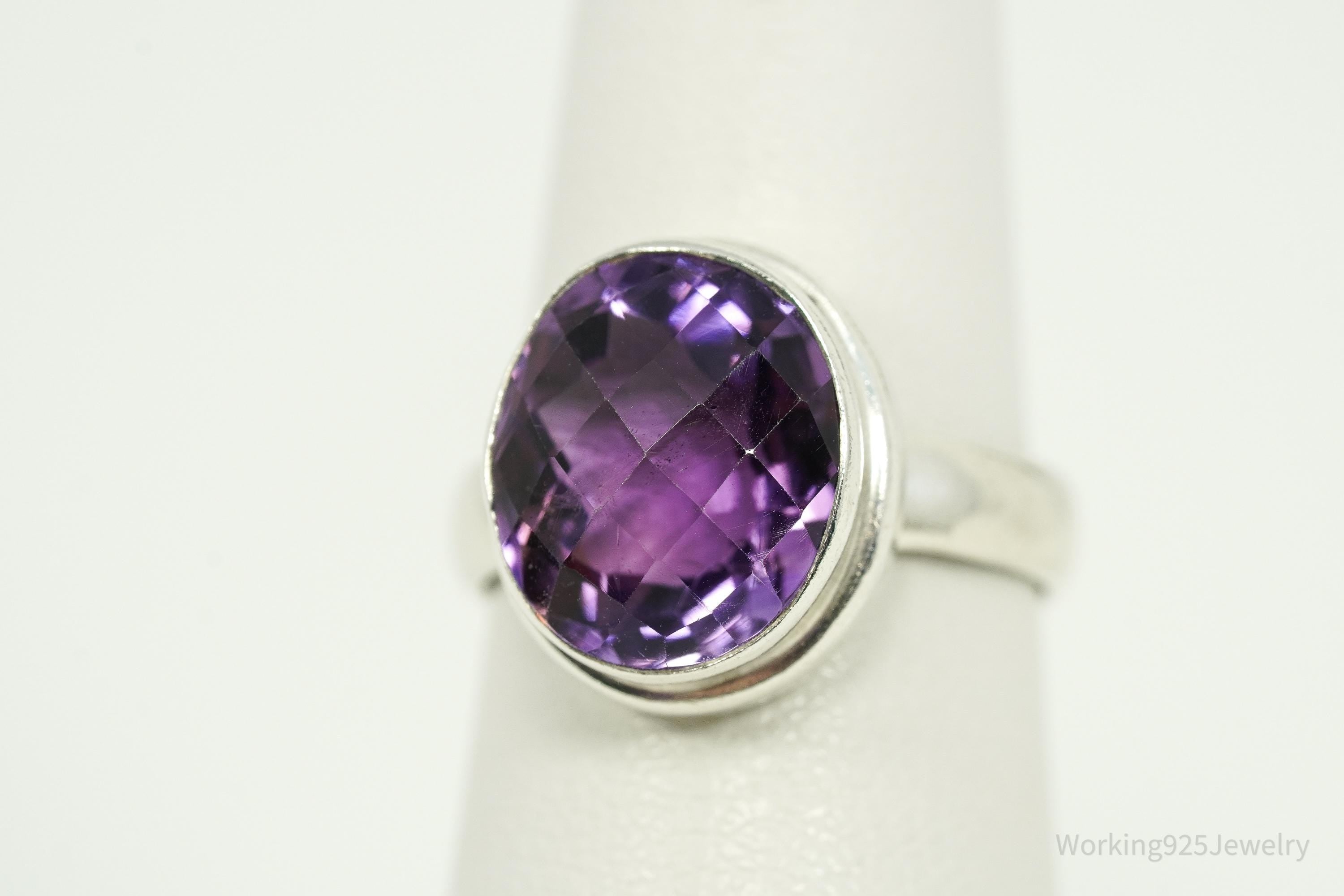 Vintage Amethyst Silver Ring - Size 6