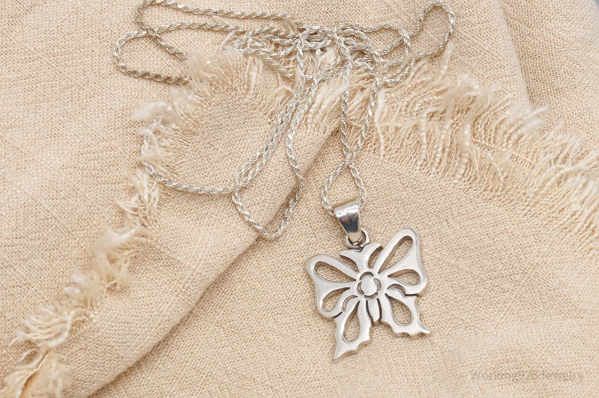 Vintage Butterfly Sterling Silver Necklace 24"