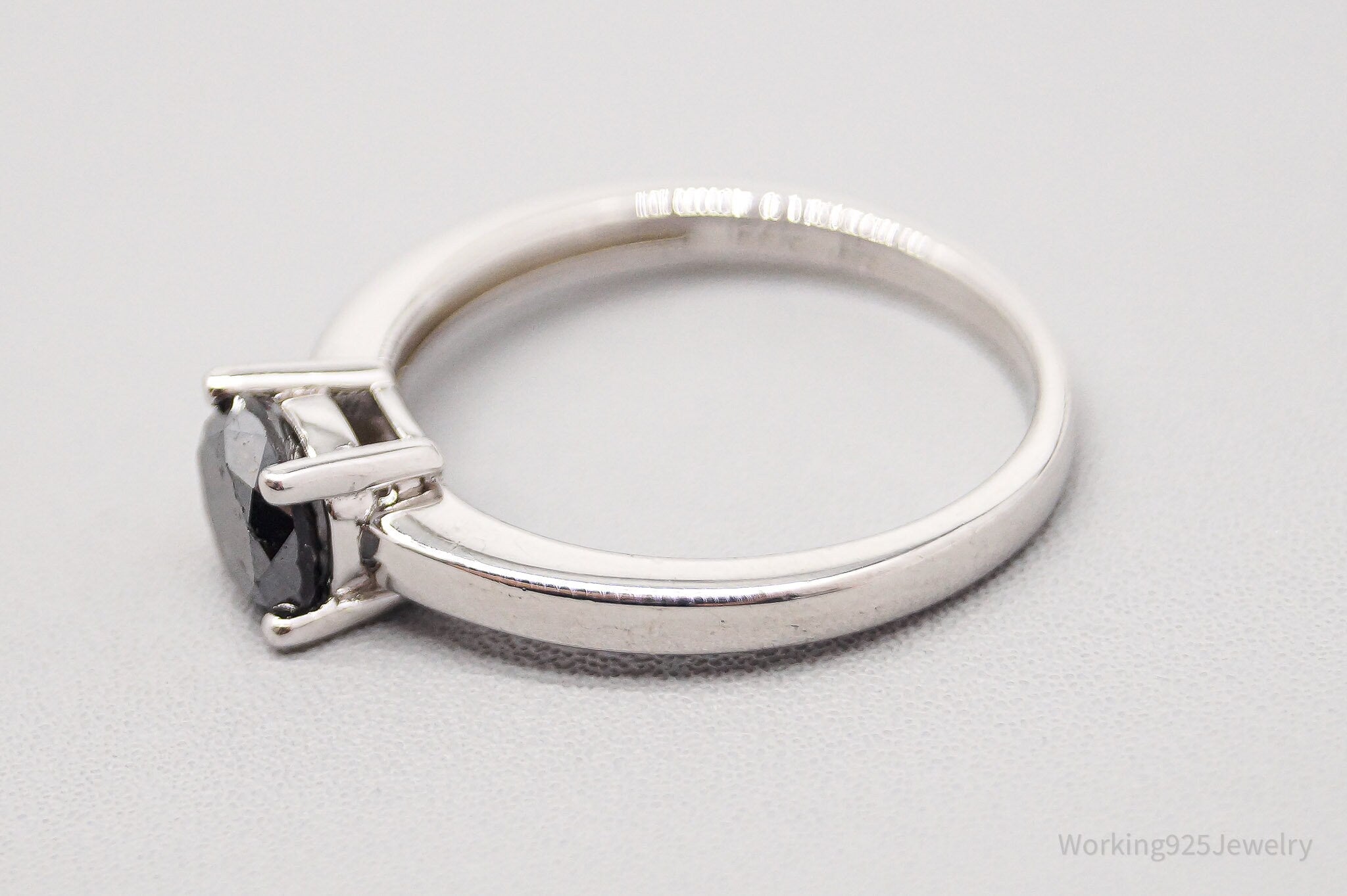 JTV JS Black Diamond Platinum Over Sterling Silver Ring - Size 7