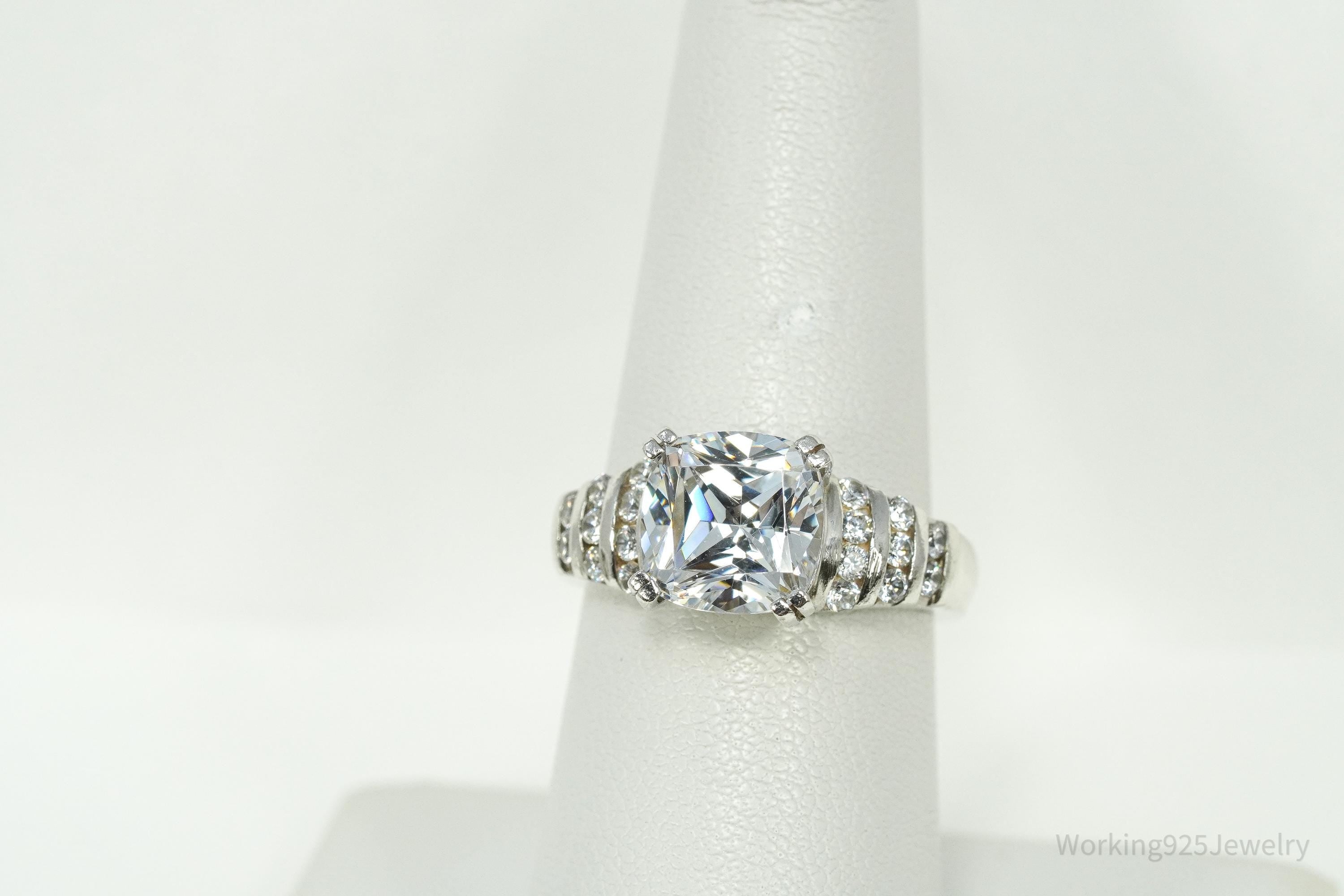 Vintage Diamonique Cubic Zirconia DQCZ Sterling Silver Ring - Size 6.75