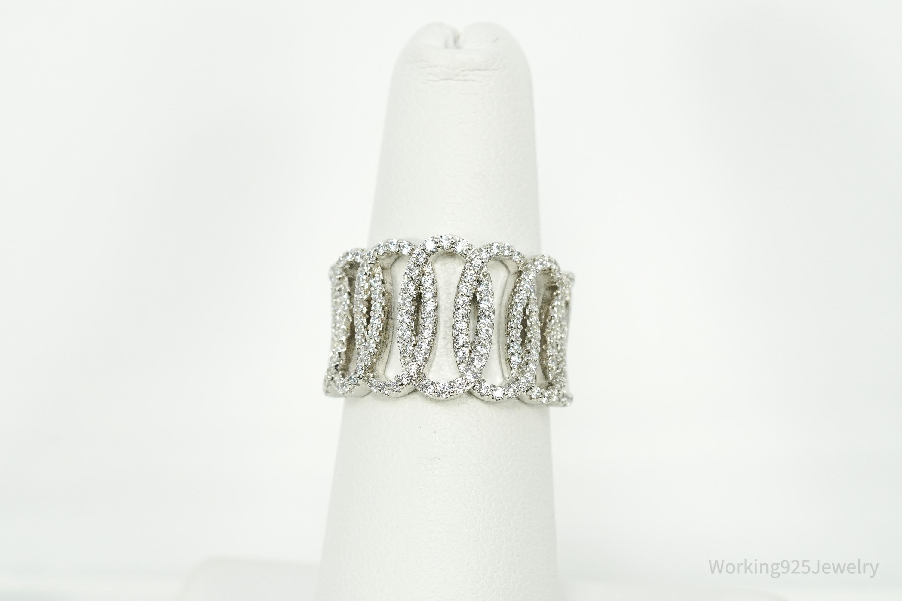 Vintage Cubic Zirconia Sterling Silver Ring - Size 6